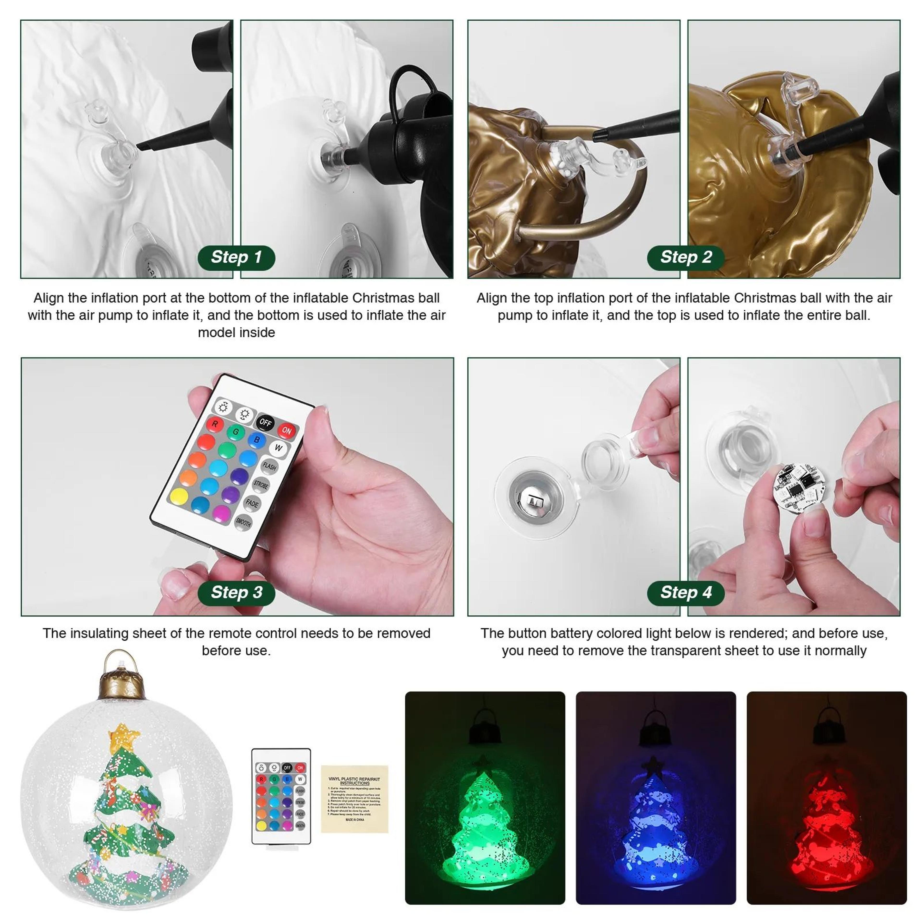 Christmas Inflatable Ball Ornament With Lights For Porch Lawn And Yard Decor 3
