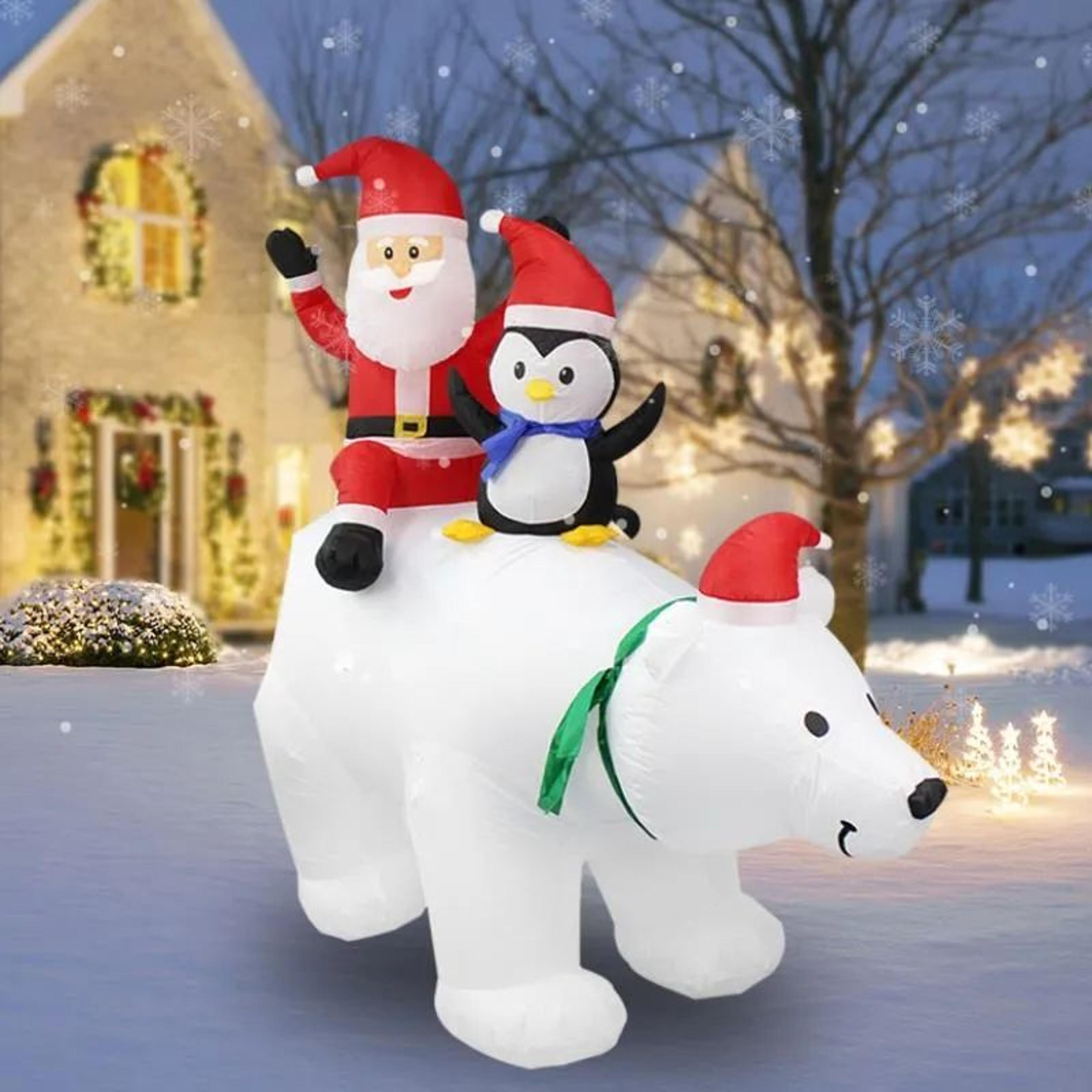 Christmas Inflatable Santa Claus Polar Bear And Penguin With LED Lights 1