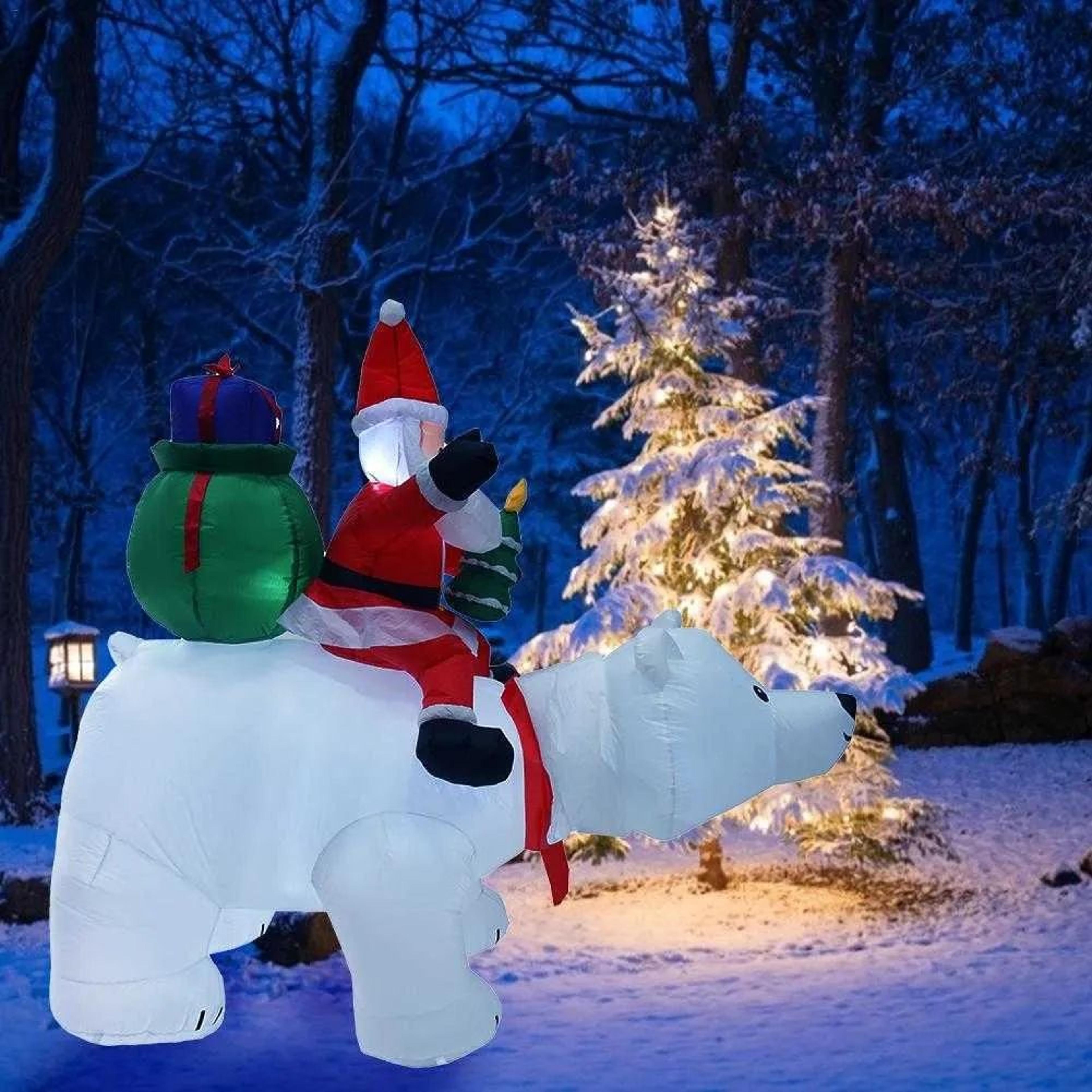 santa claus riding polar bear christmas yard decoration with shaking head