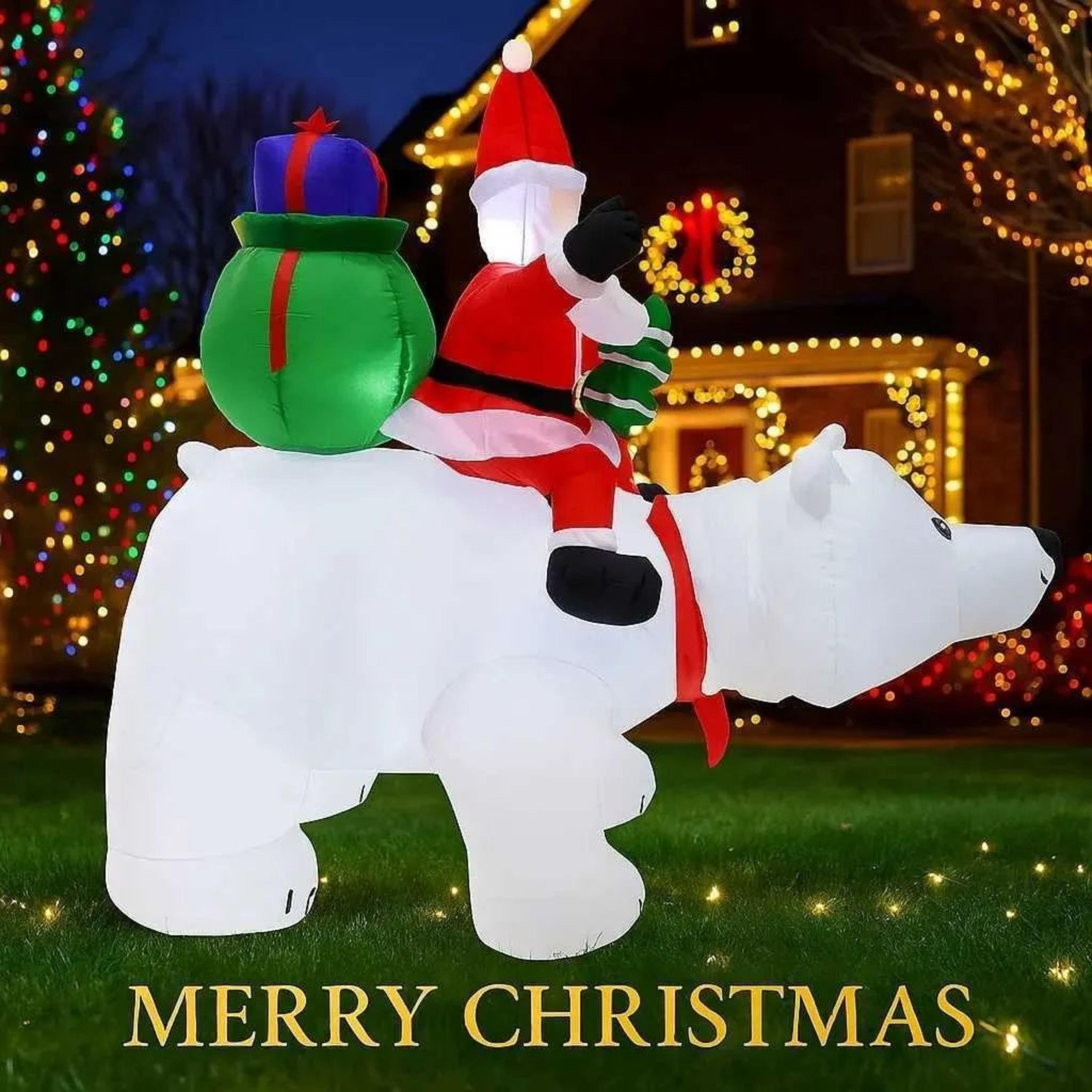 Inflatable Christmas Santa Bear Decoration With BuiltIn LED Lights 1