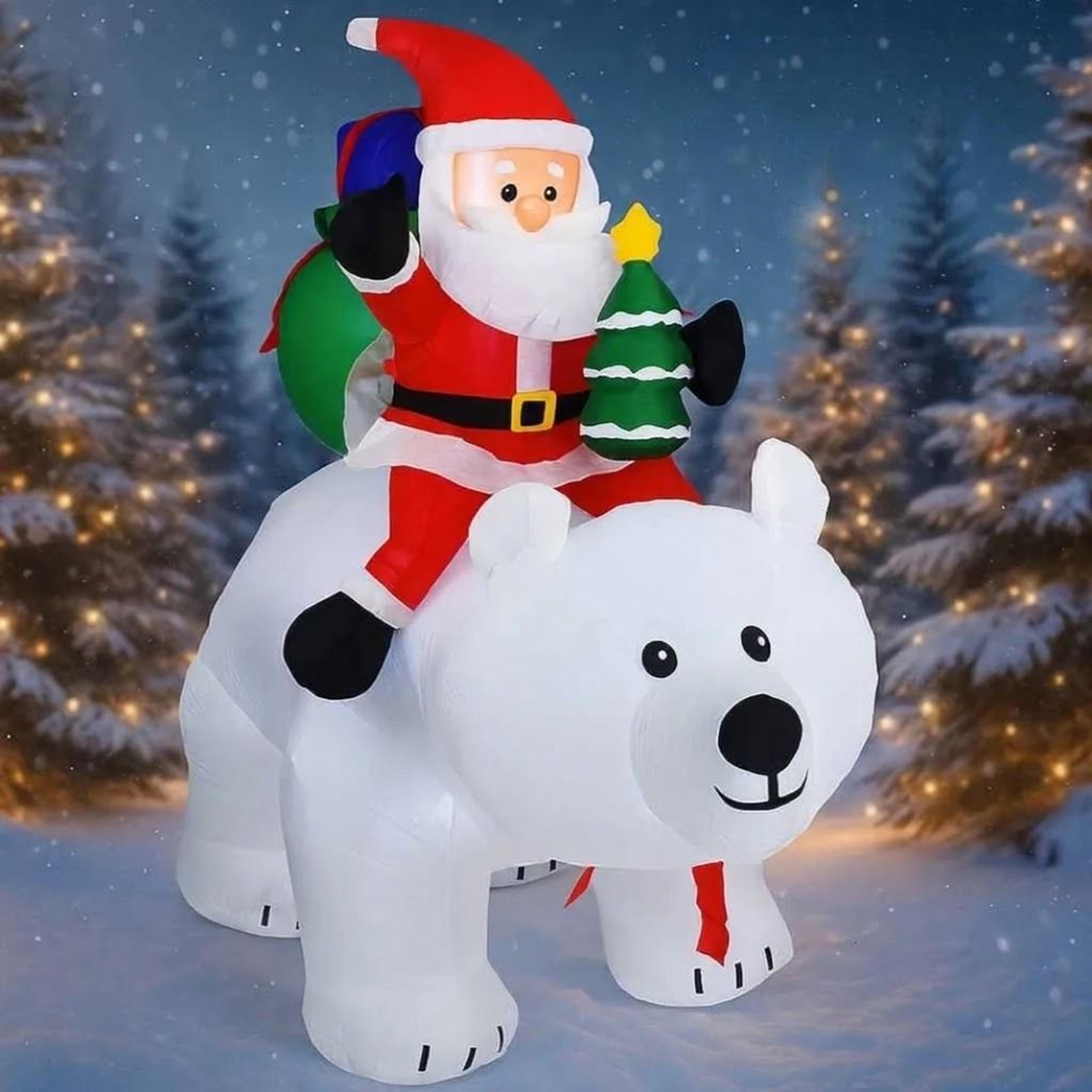 inflatable christmas santa bear decoration with built-in led lights