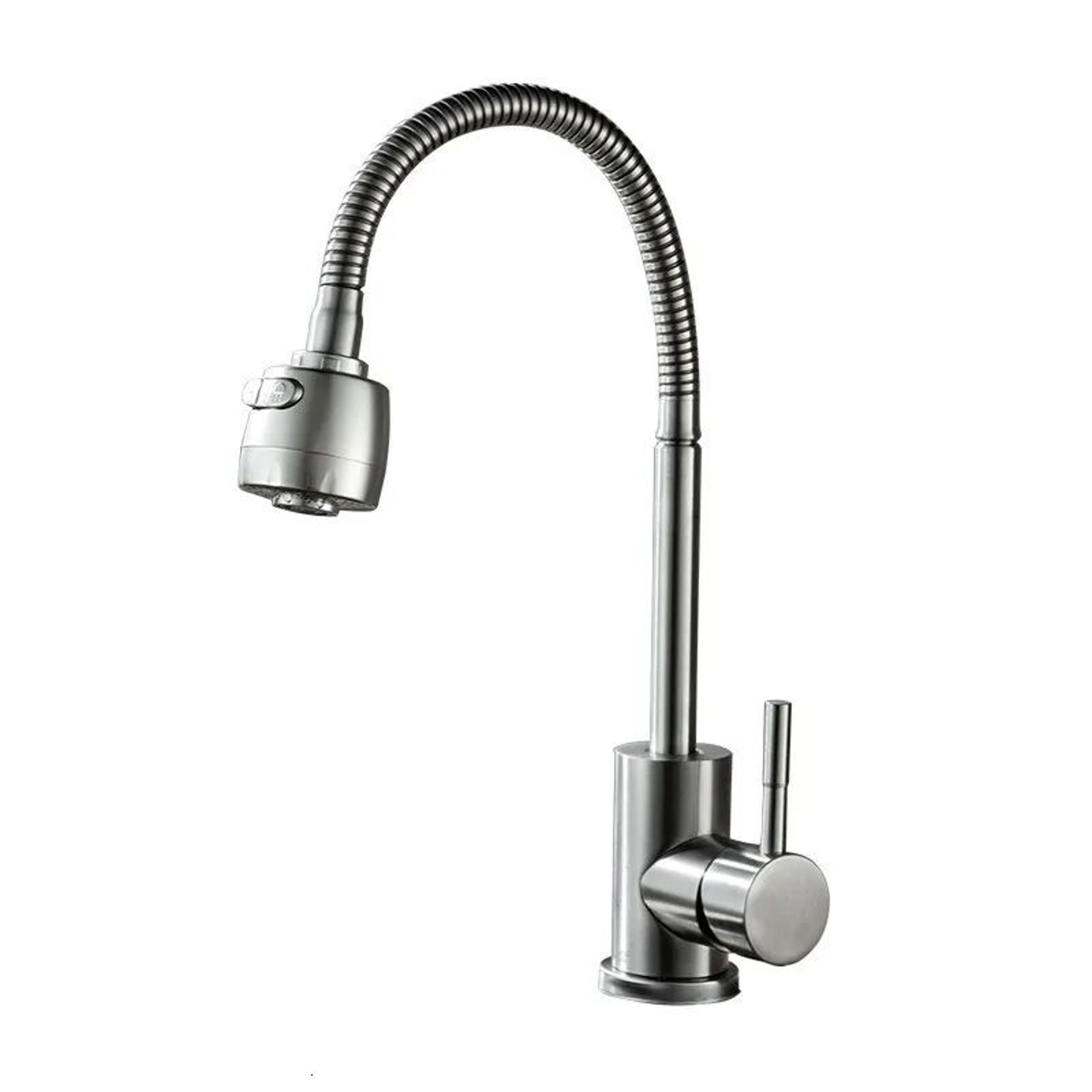 stainless steel kitchen sink faucet with brushed finish for hot and cold water