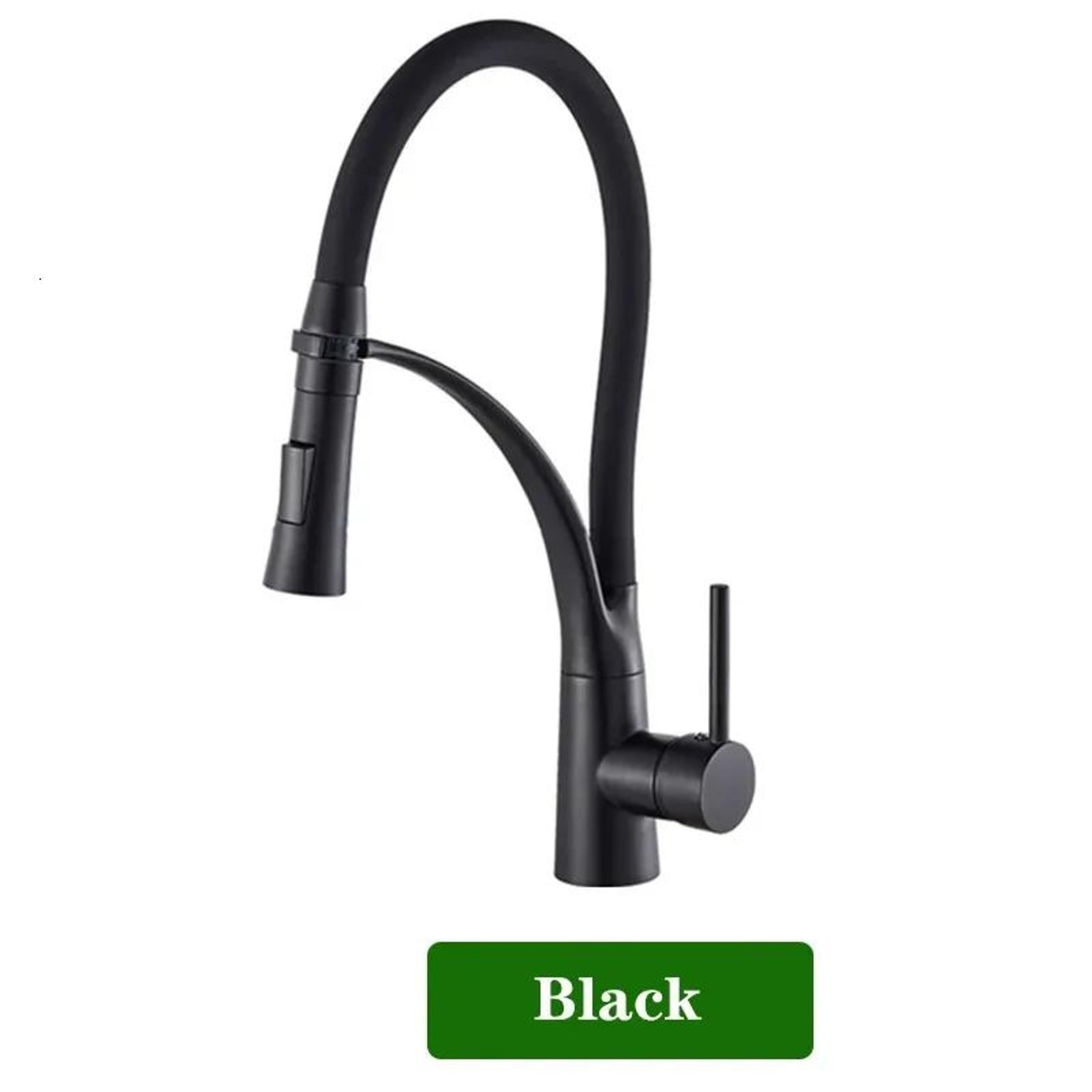 Swivel PullDown Kitchen Faucet With Black Hose And Hot And Cold Water Mixer 2