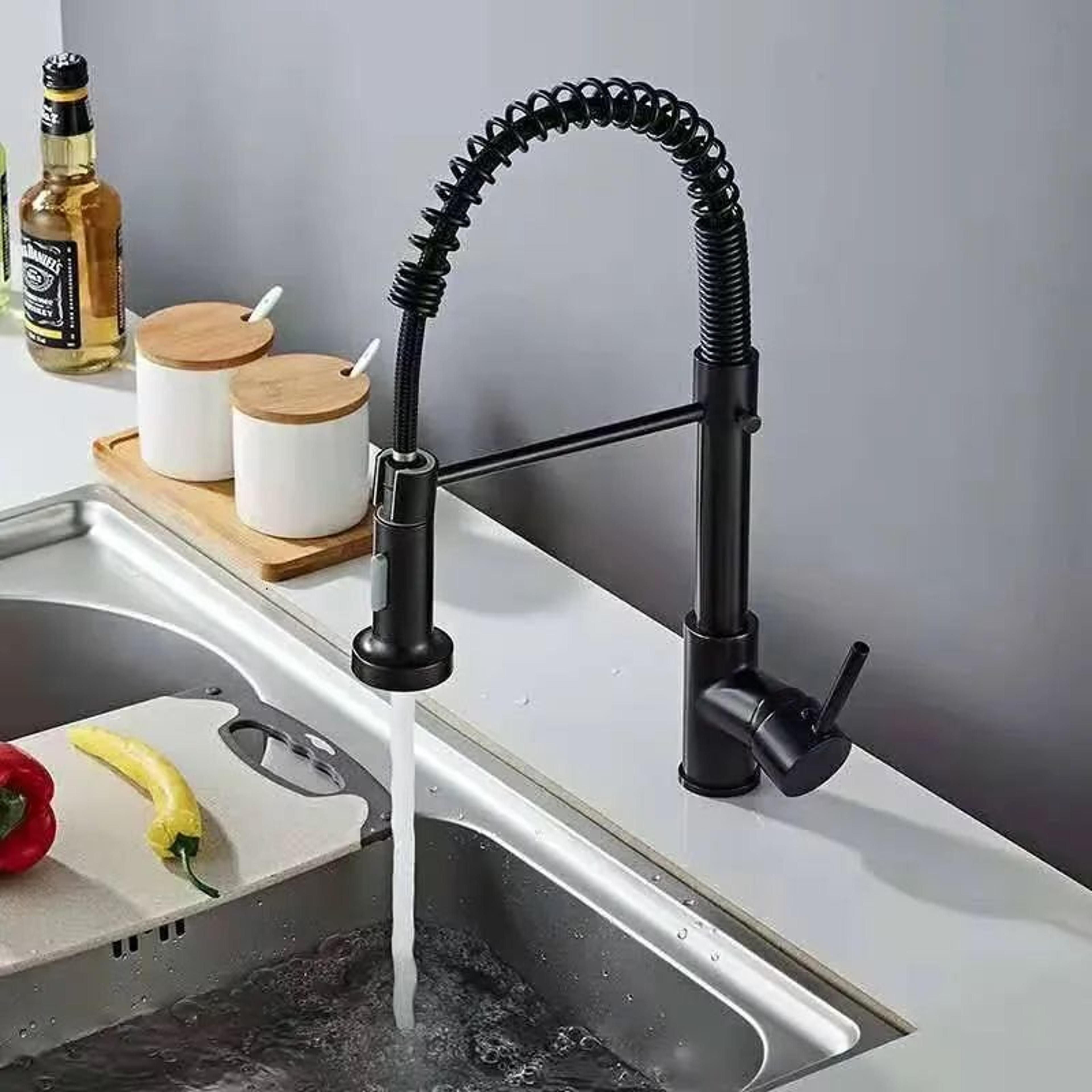 Spring PullOut Kitchen Faucet With Hot And Cold Water Control And Rotating Spout 5