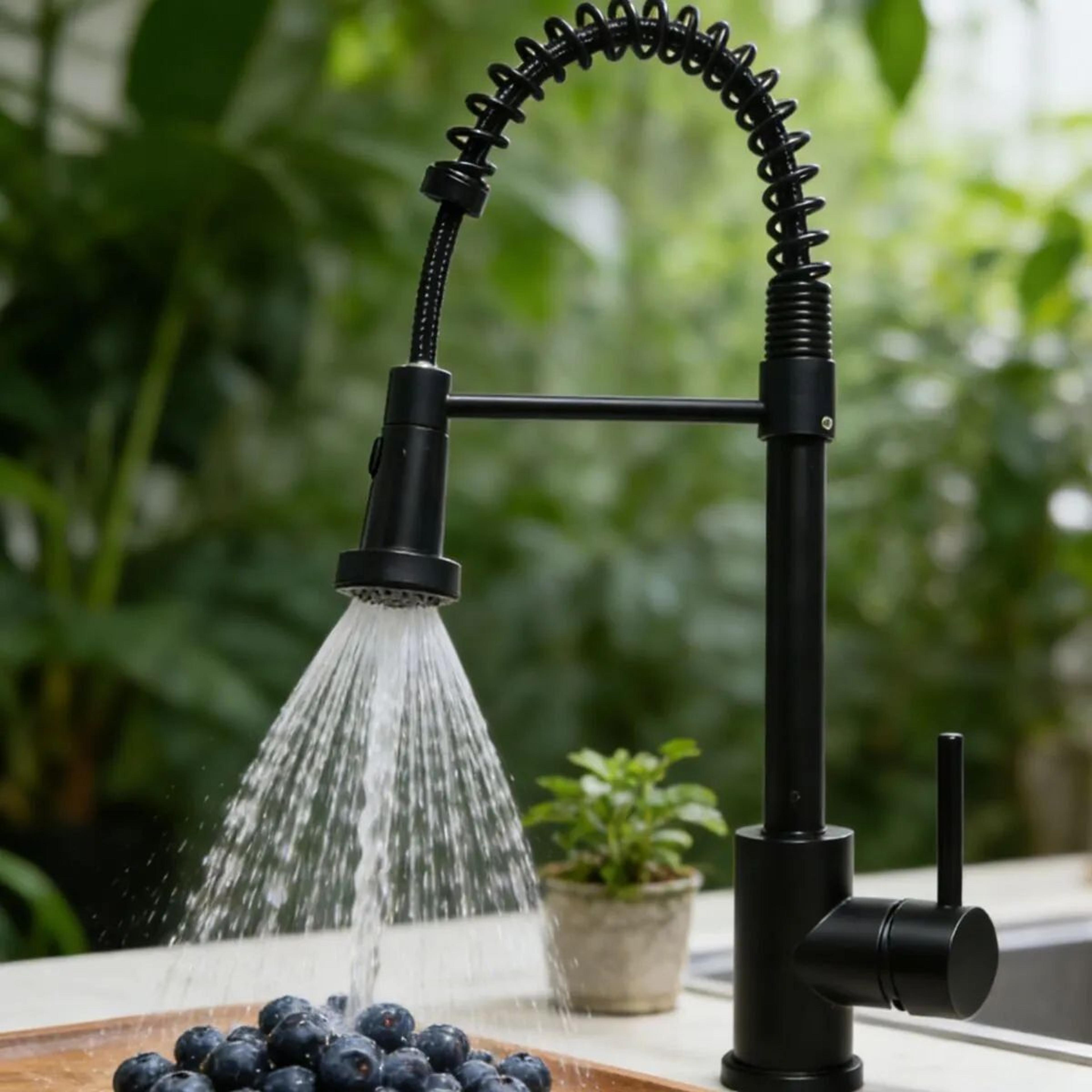 Spring PullOut Kitchen Faucet With Hot And Cold Water Control And Rotating Spout 2