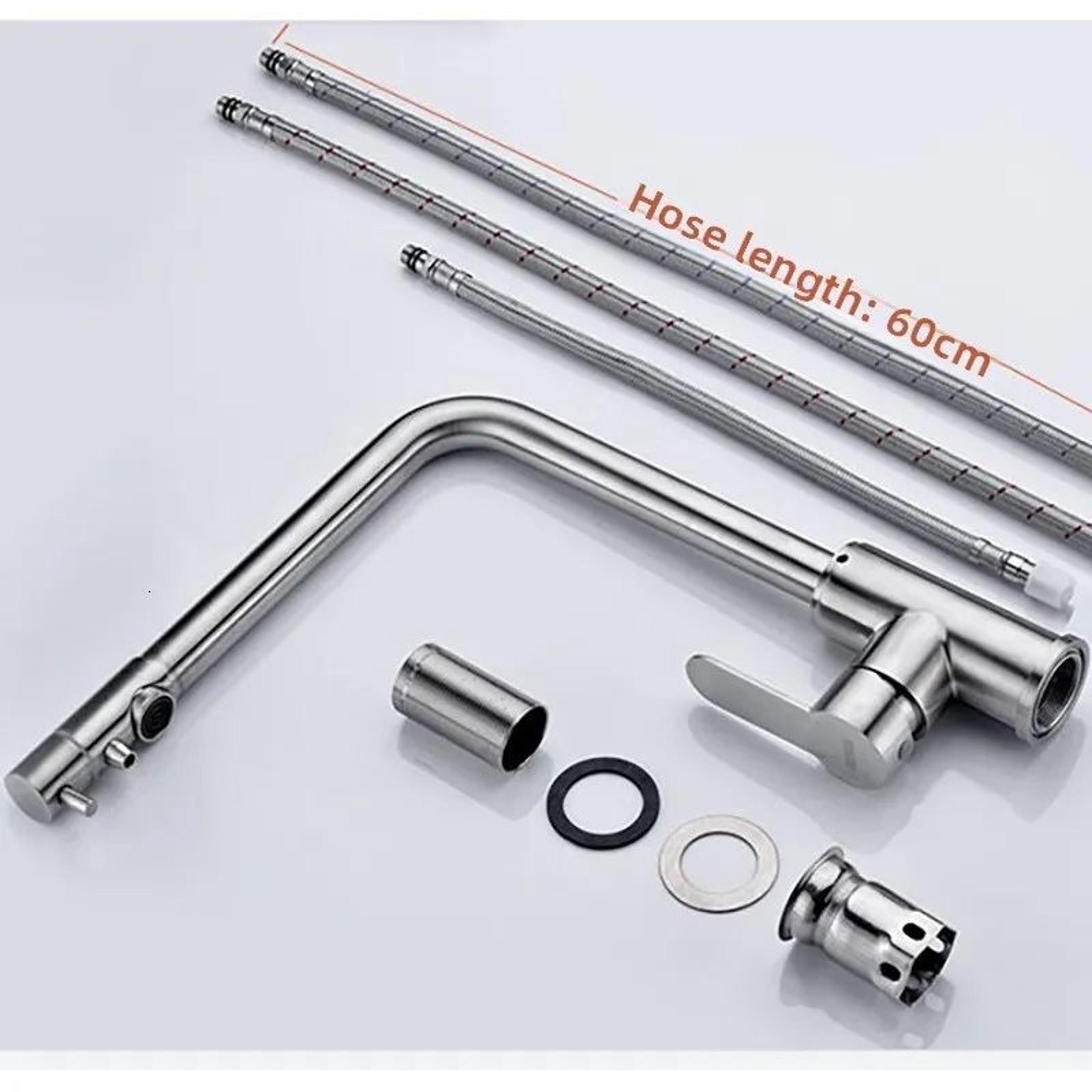 Stainless Steel Kitchen Sink Faucet With Hot And Cold Water Controls And Pressure Boost 2