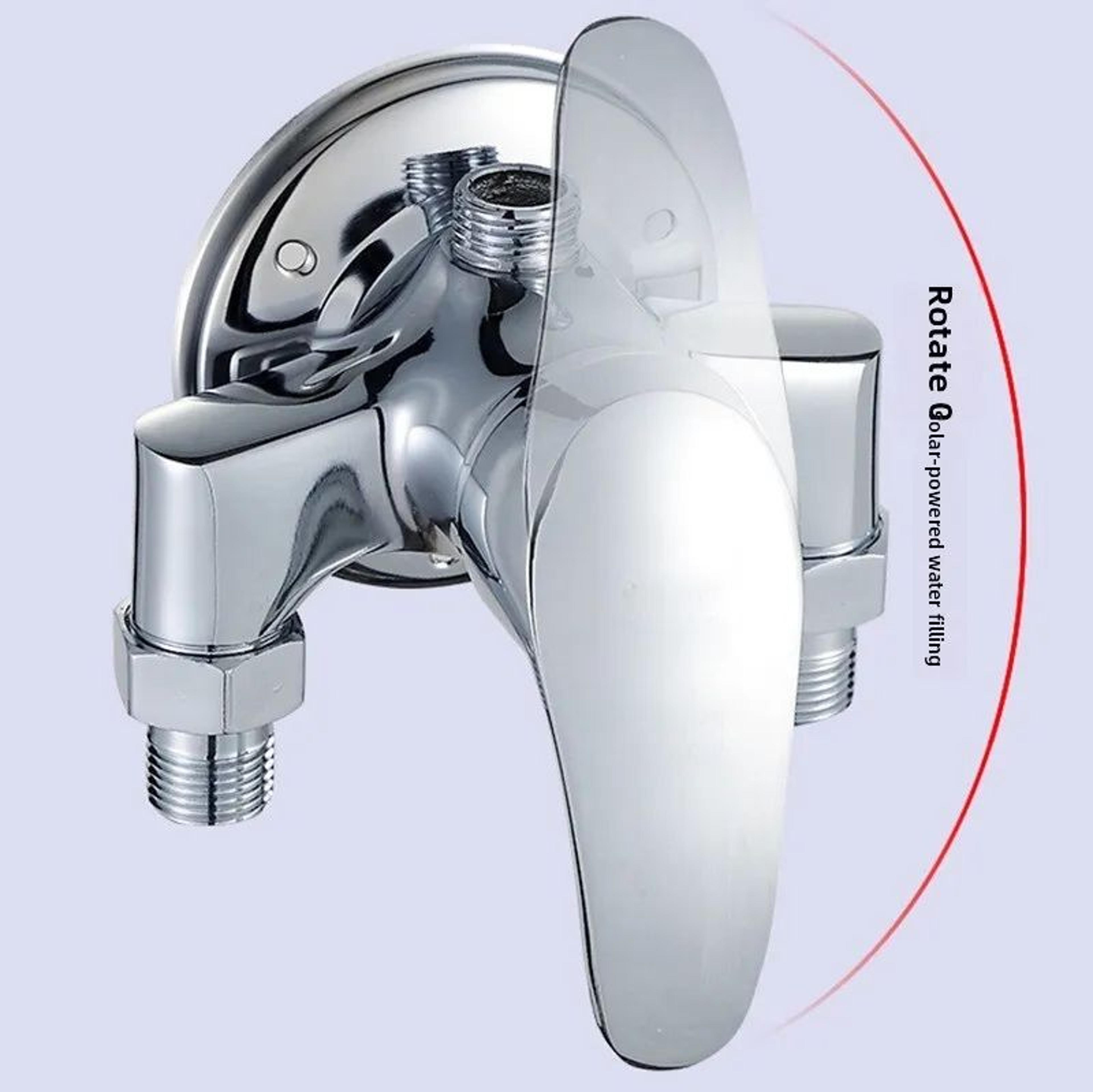 Exposed Pipe Hot And Cold Shower Faucet Set With Solar Water Heater Mixing Valve 2