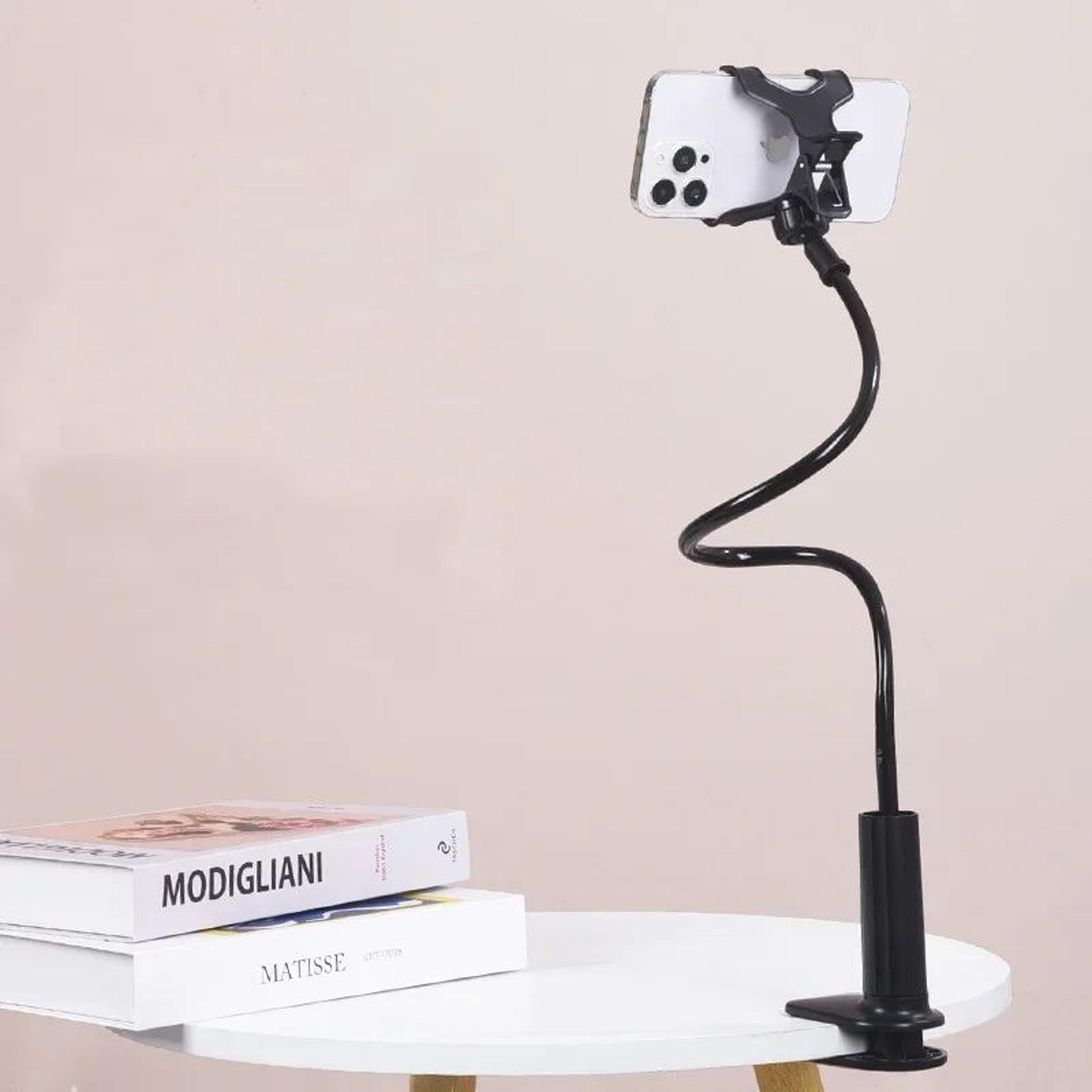 adjustable gooseneck phone holder stand – hands free bedside & desktop clamp mount with flexible long arm