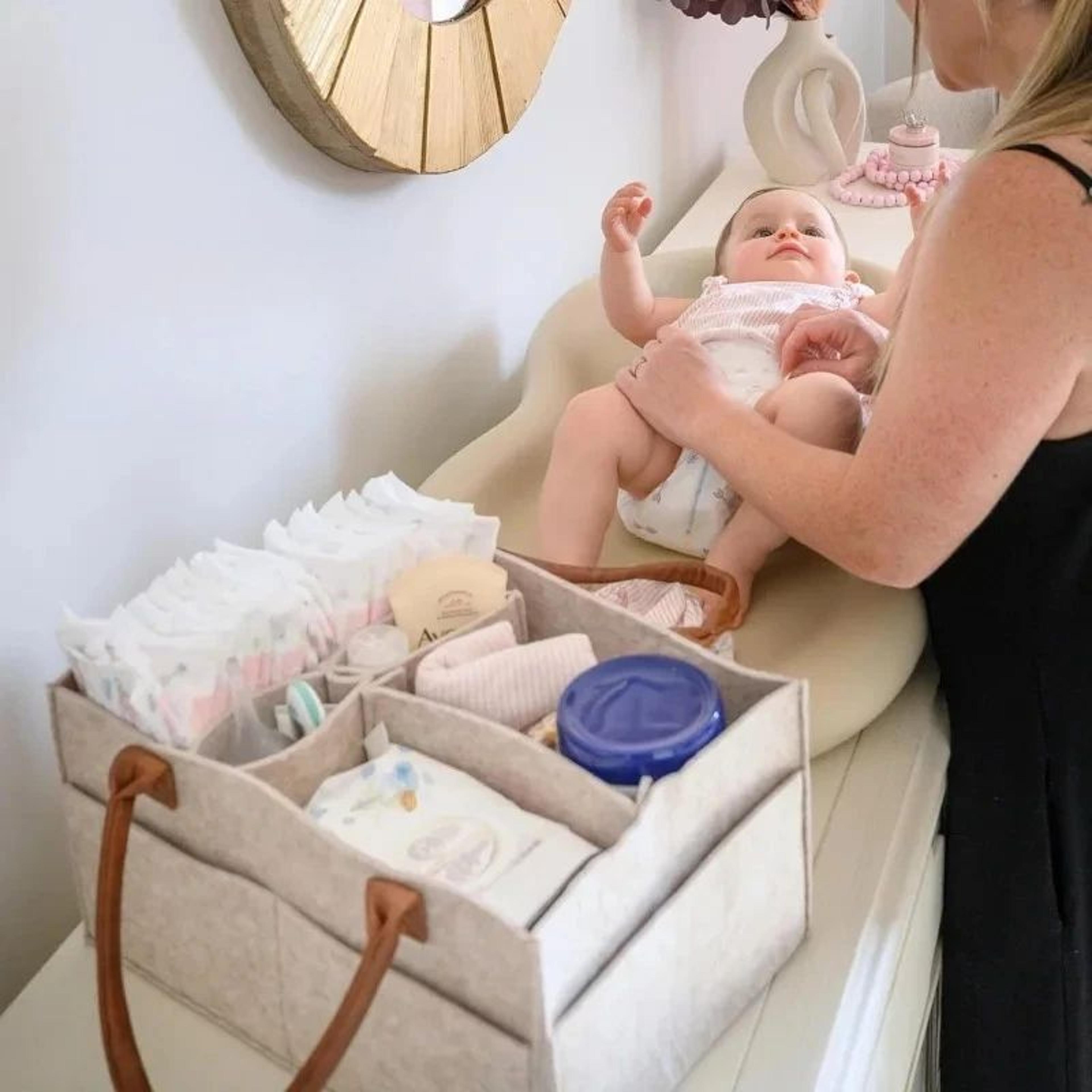 nursery diaper caddy organizer – portable storage bin for diapers, wipes & changing supplies