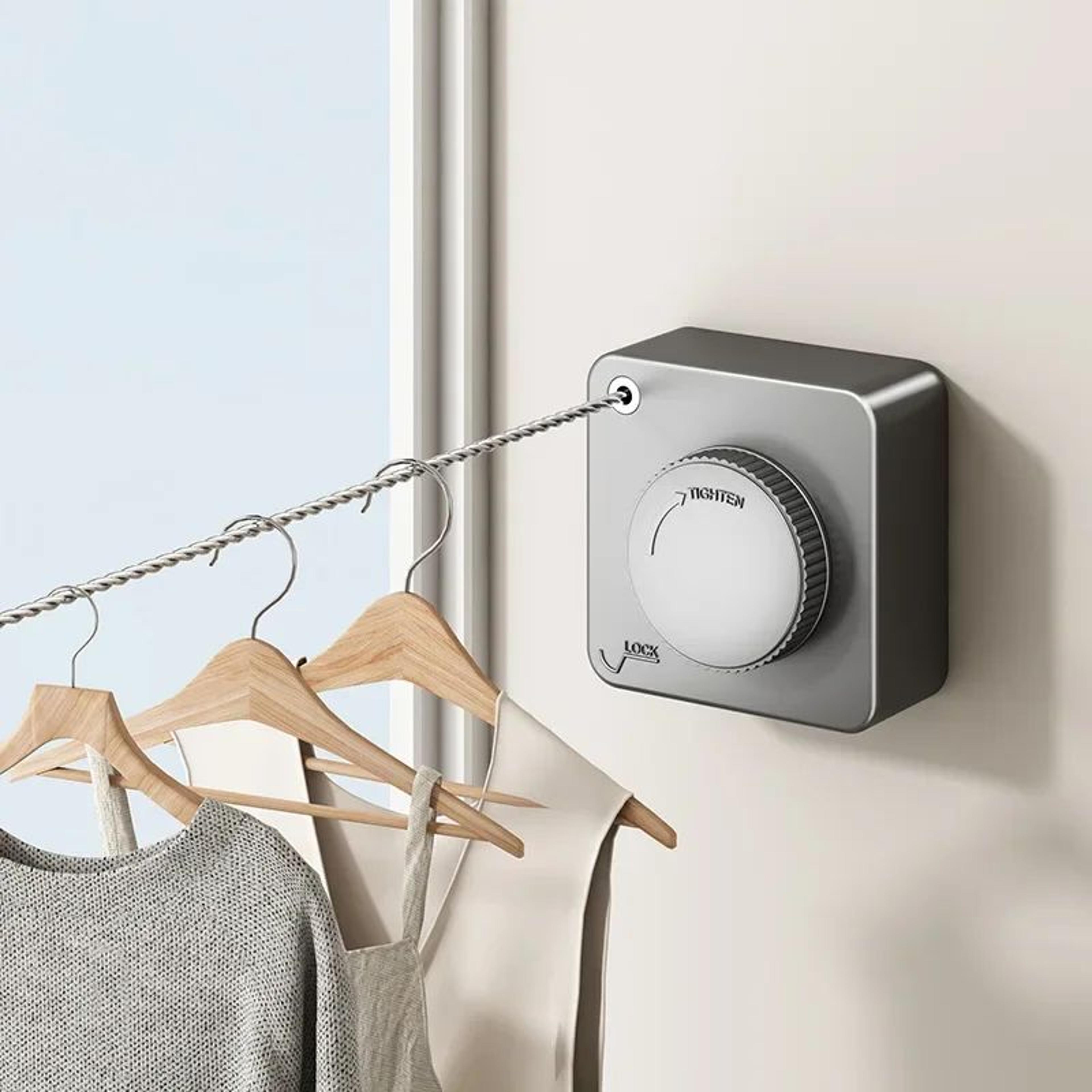 Indoor Retractable Clothesline  Invisible Wall Mounted NonSagging Laundry Drying Line Hanger Rope 1