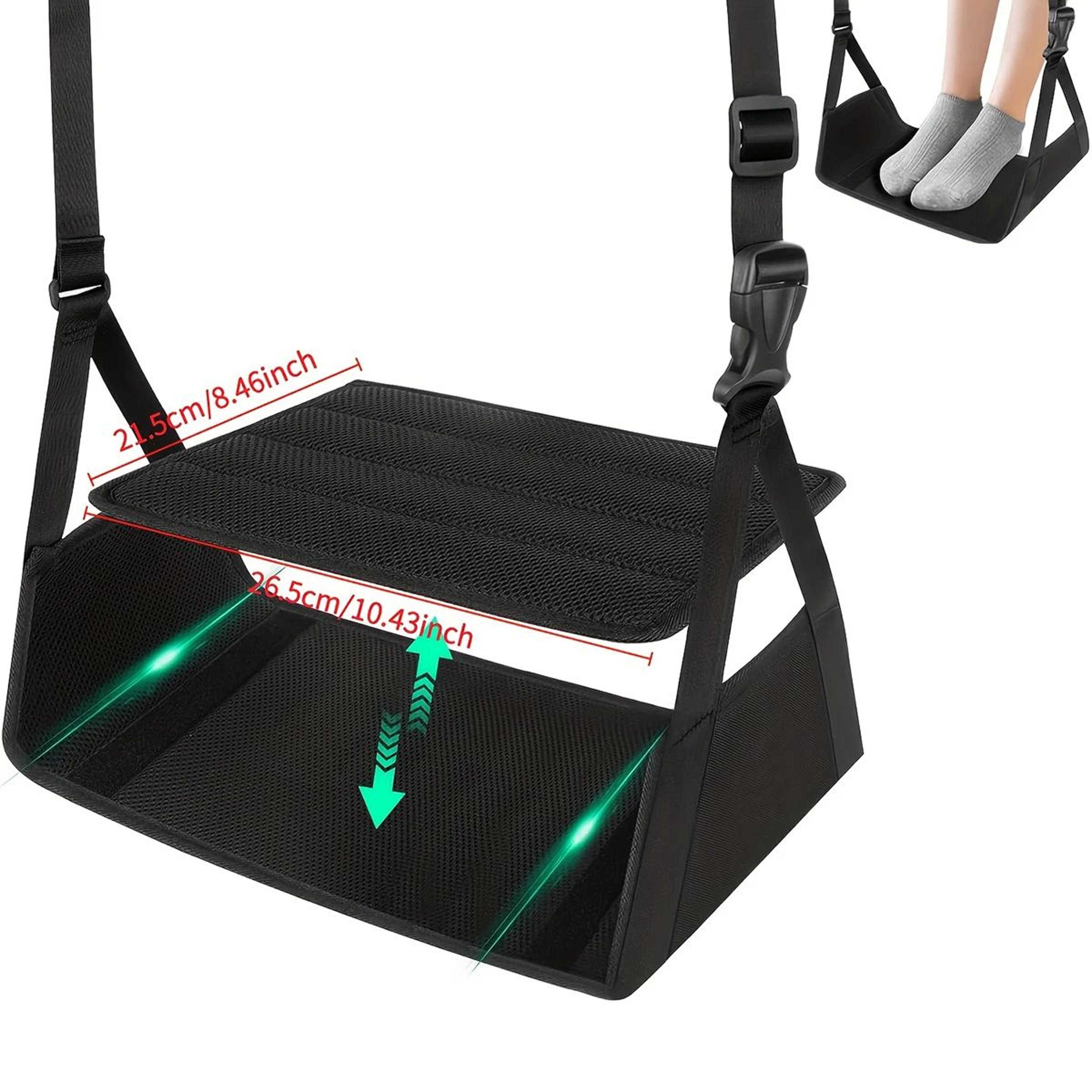 portable travel footrest hammock – adjustable airplane & train seat leg rest sling, compact office under-desk relaxation