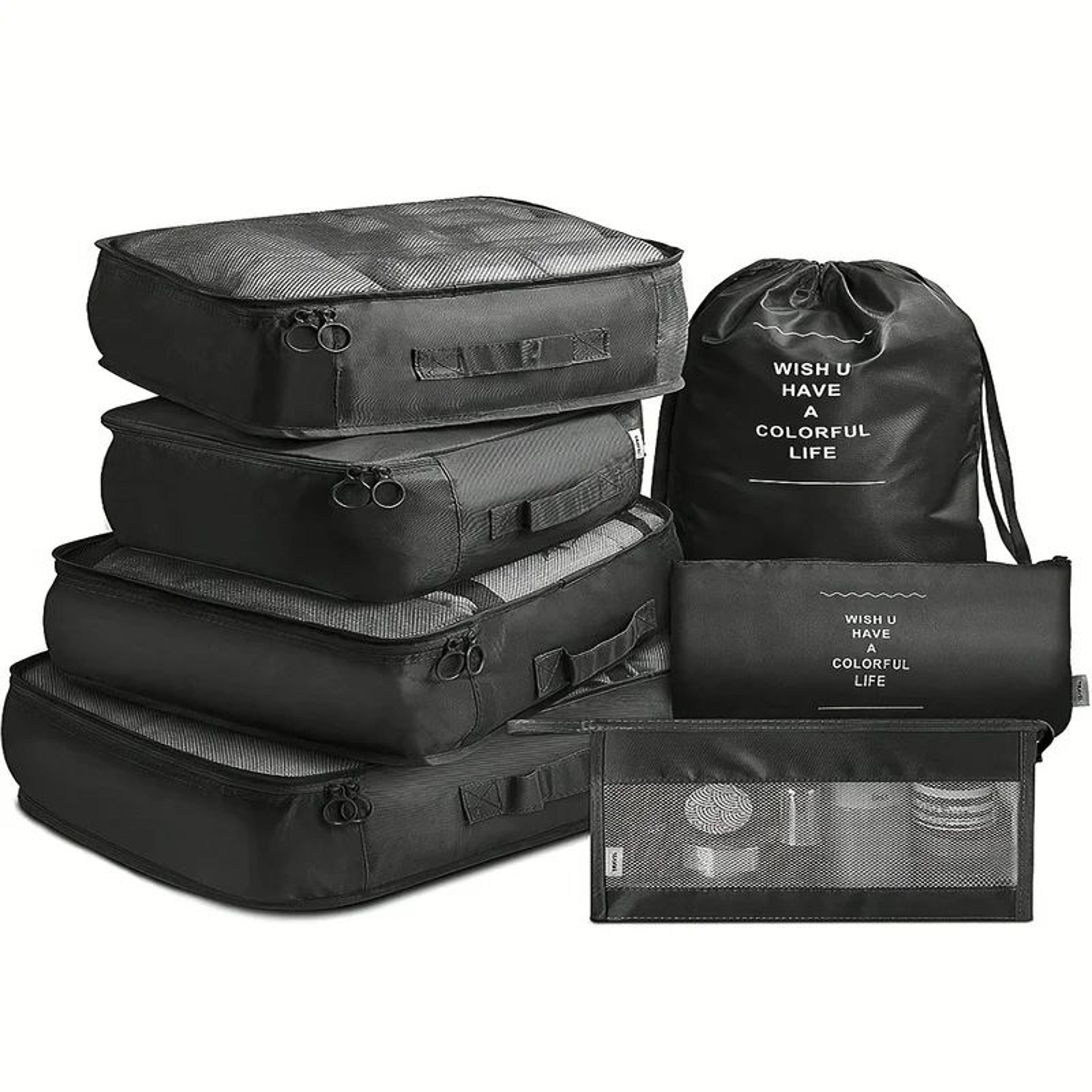 7 pcs travel packing cubes set – luggage organizer bags for clothes, underwear & shoes, lightweight suitcase storage s