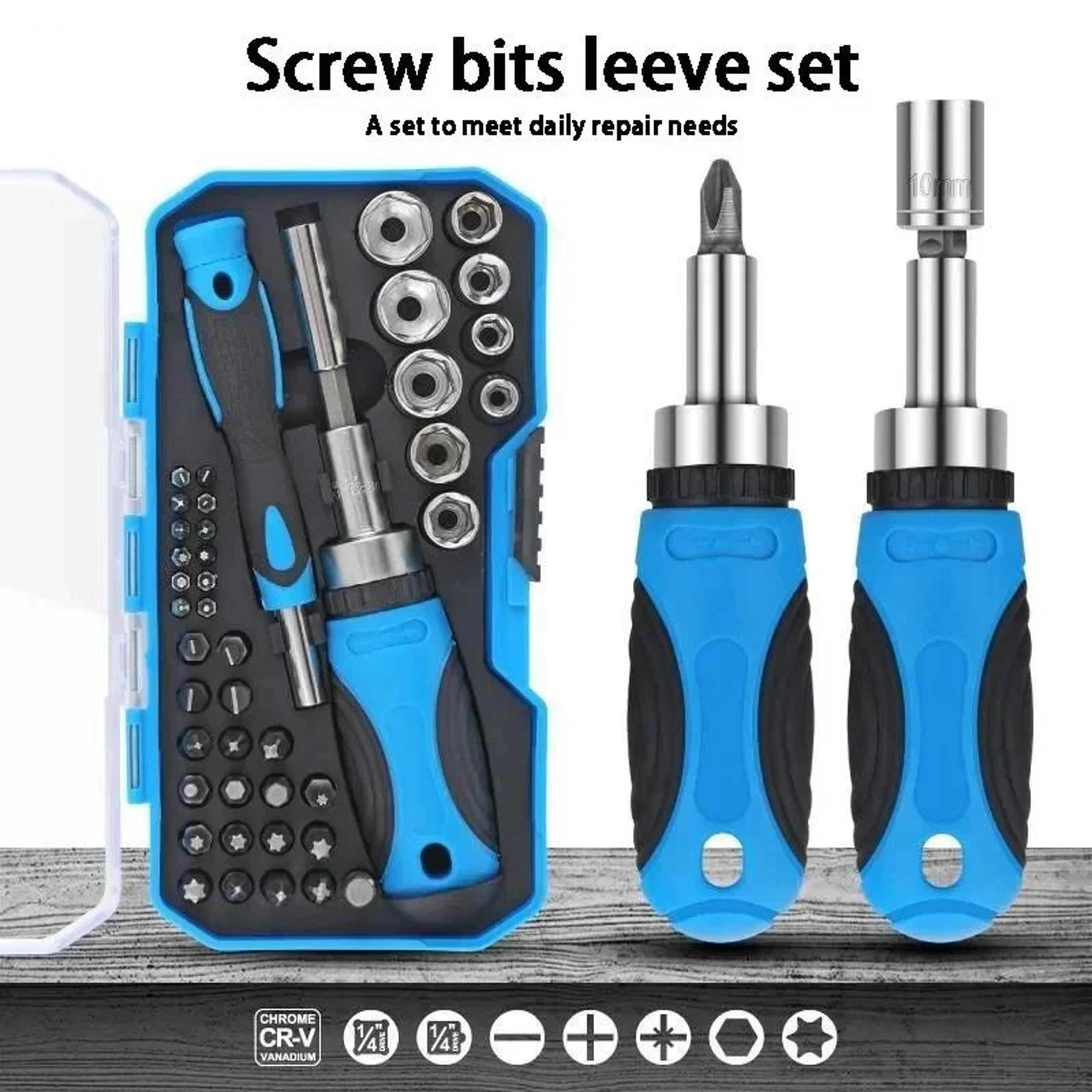 mini ratchet screwdriver bit kit – cross & hex multi-tool set, compact socket head driver for diy repairs