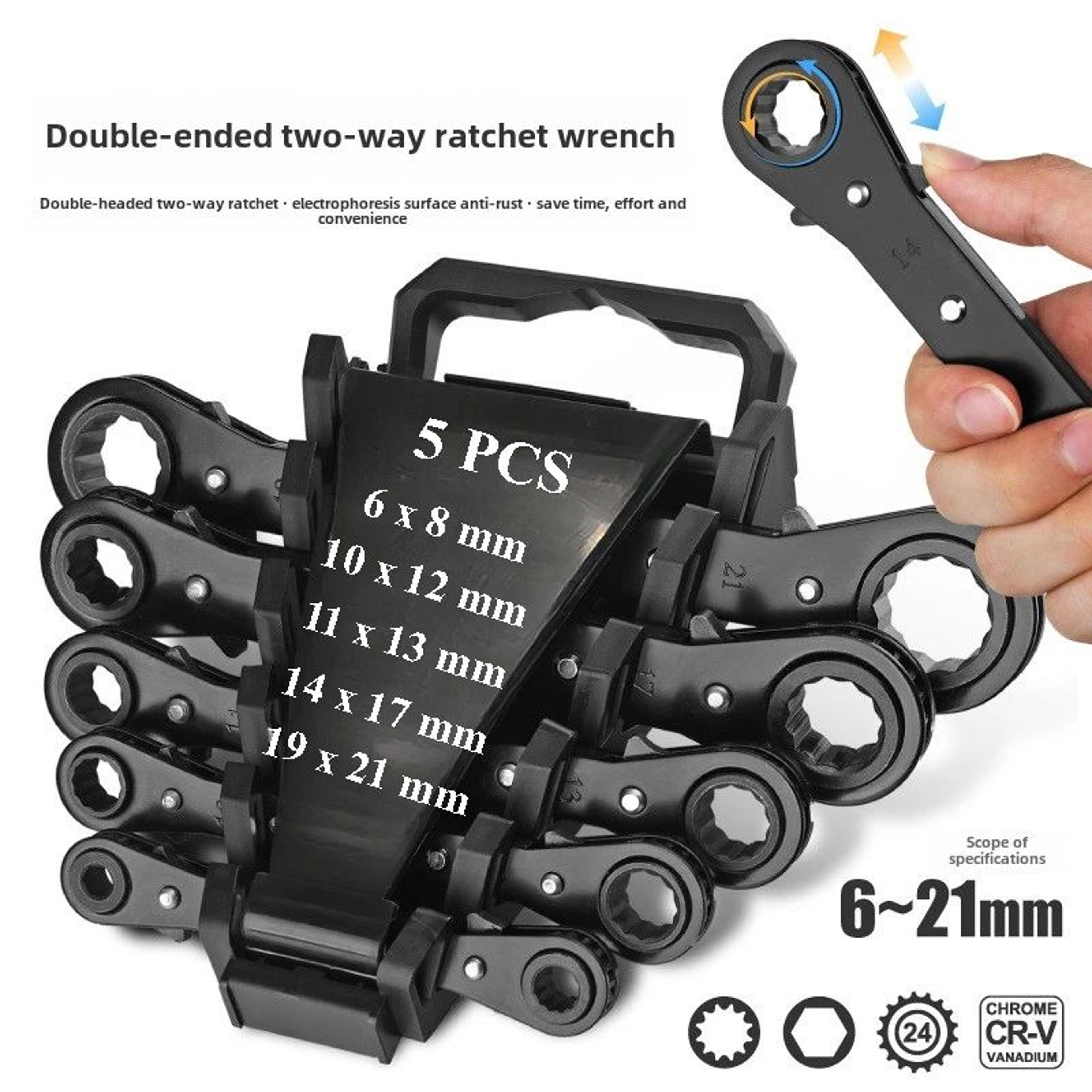 double-ended reversible ratchet wrench – open & box spanner two-way fast wrench | labor-saving auto repair hand tool