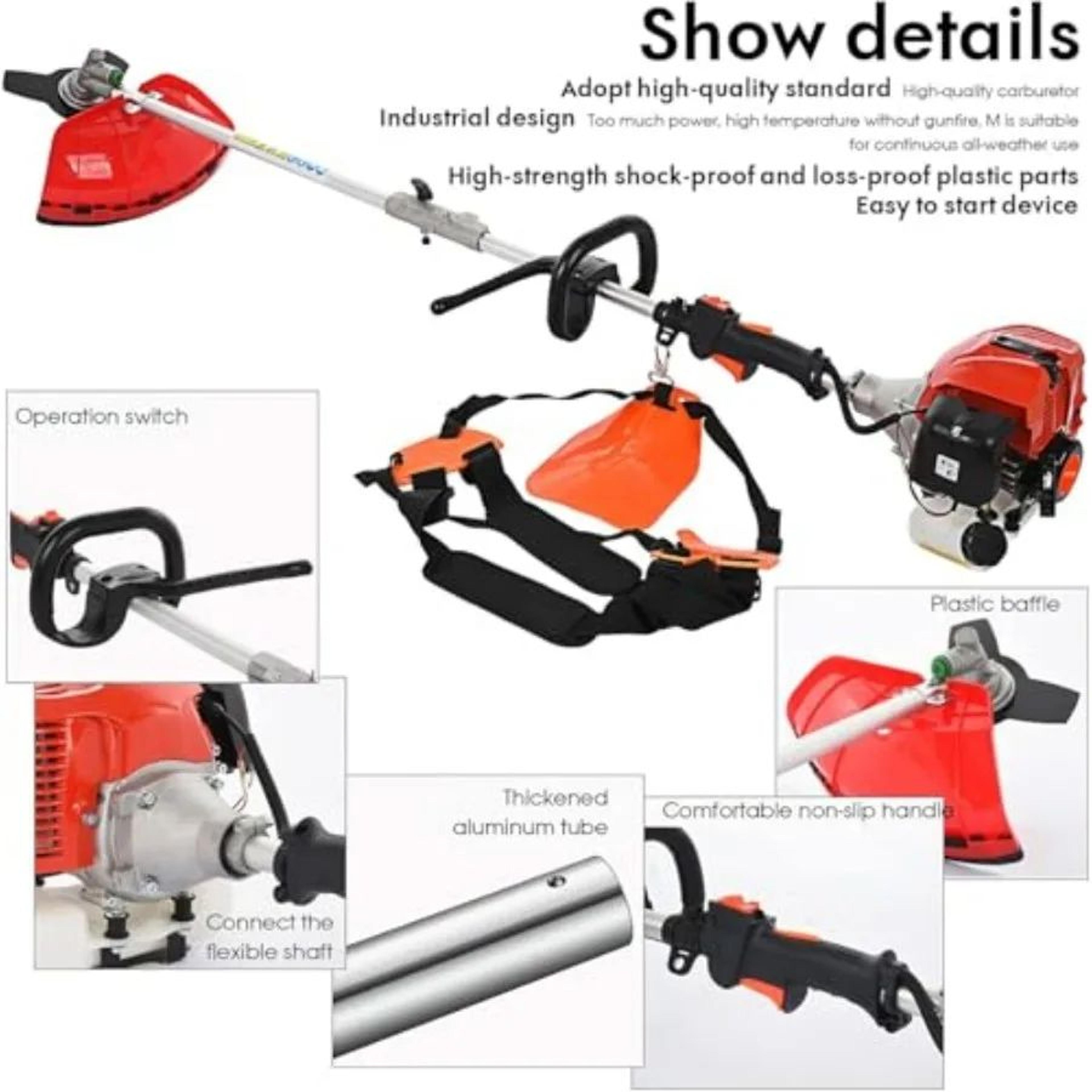 5in1 52CC Gas Powered Weed Eater Kit  Brush Cutter Edge Trimmer Hedge Trimmer  Pole Chainsaw For La 5