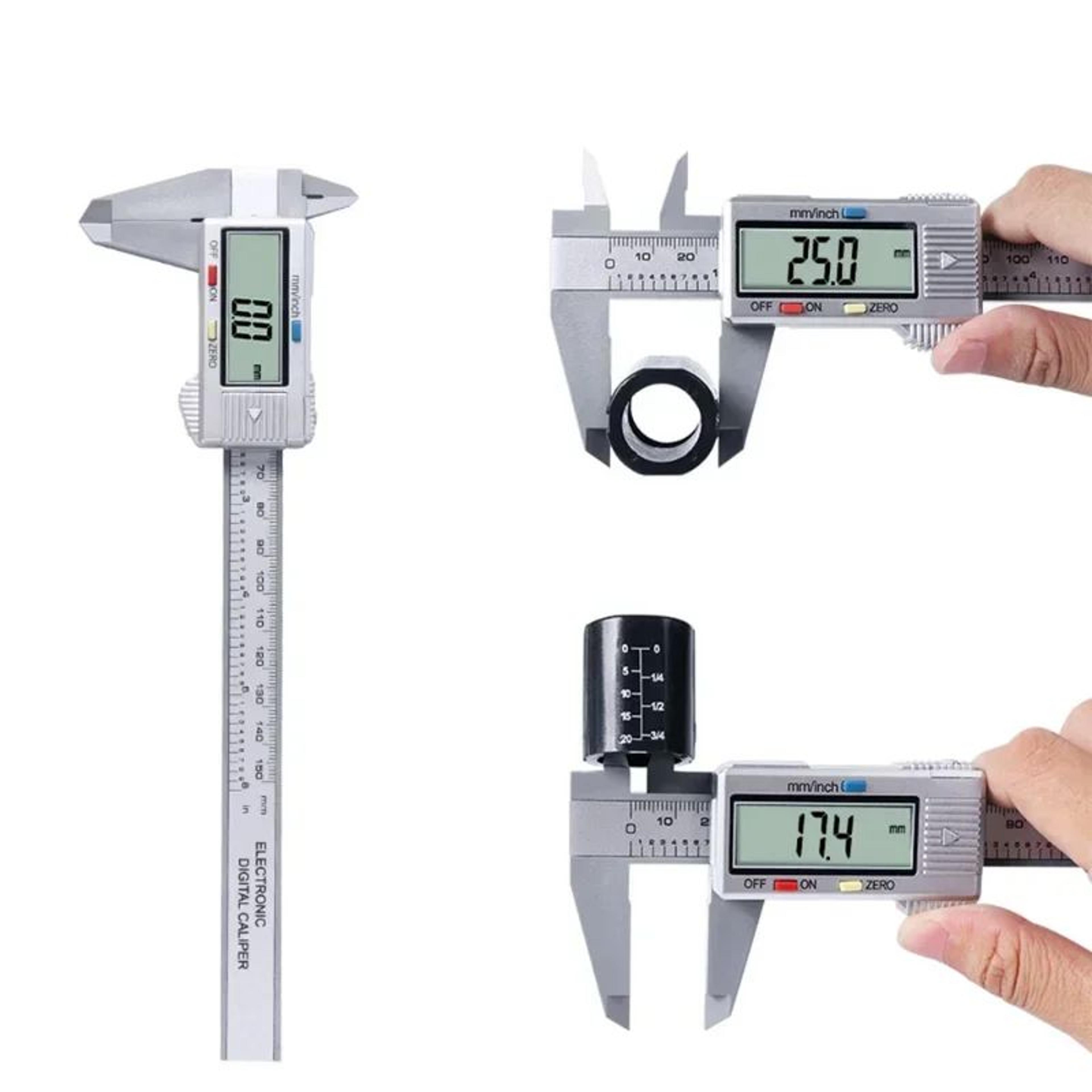 digital vernier caliper 6 inches | lcd electronic carbon fiber measuring gauge for depth, height & micrometer accuracy