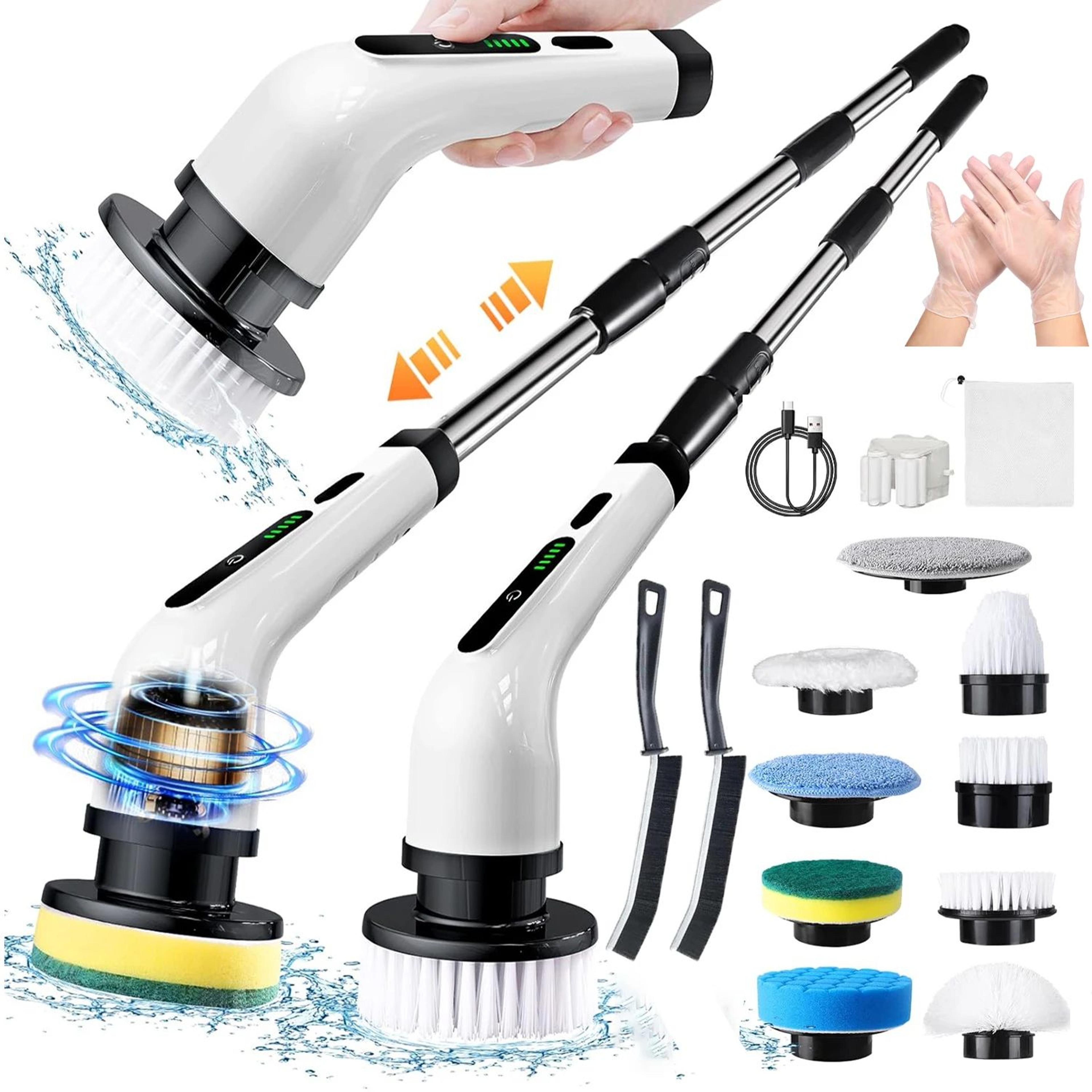 2025 electric rotating floor scrubber brush – rechargeable power shower & tile cleaner with 9 heads, dual speed