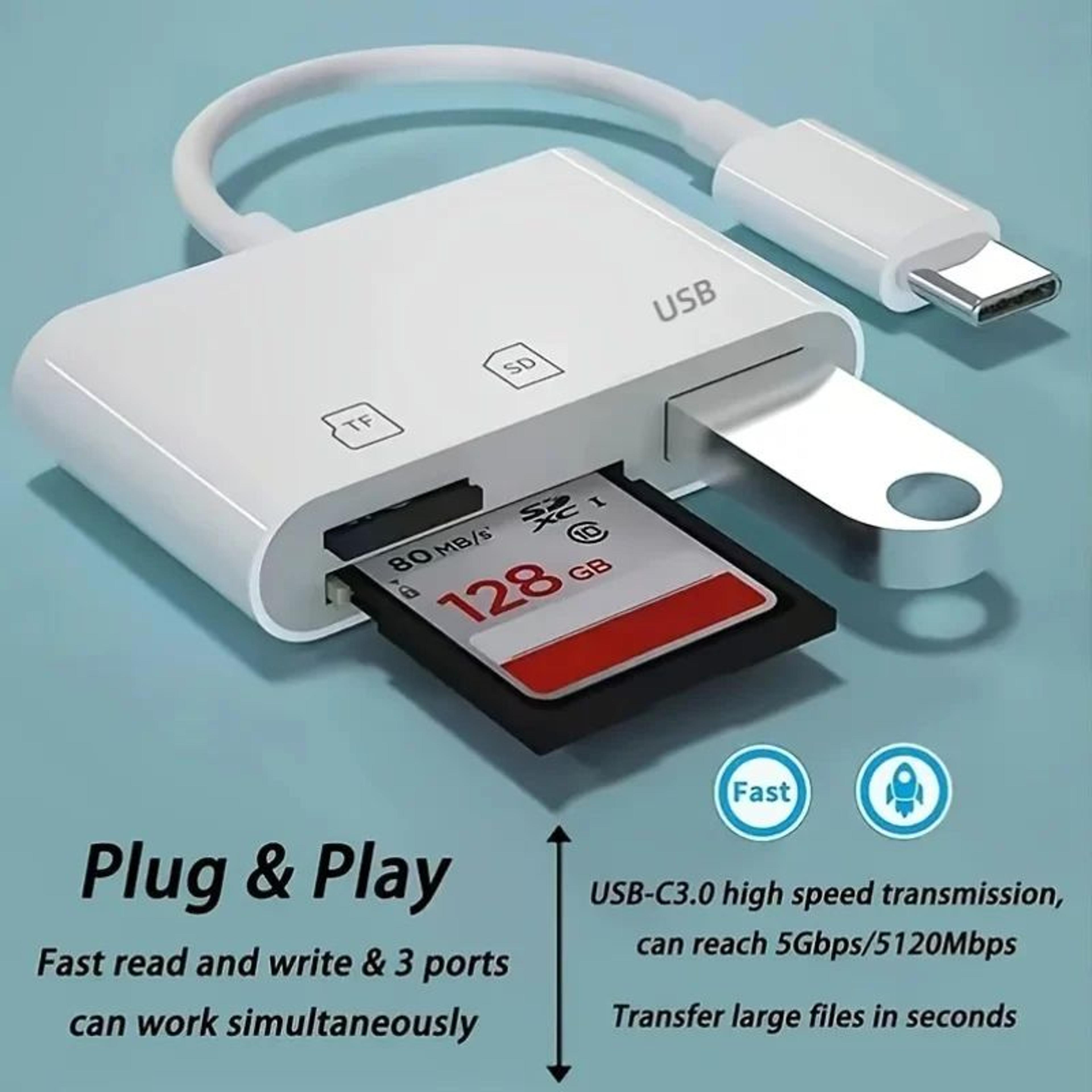 3in1 USBC Adapter Hub  Type C Data Transfer Converter For IPhone 15 MacBook Huawei Samsung S21S20 X 2