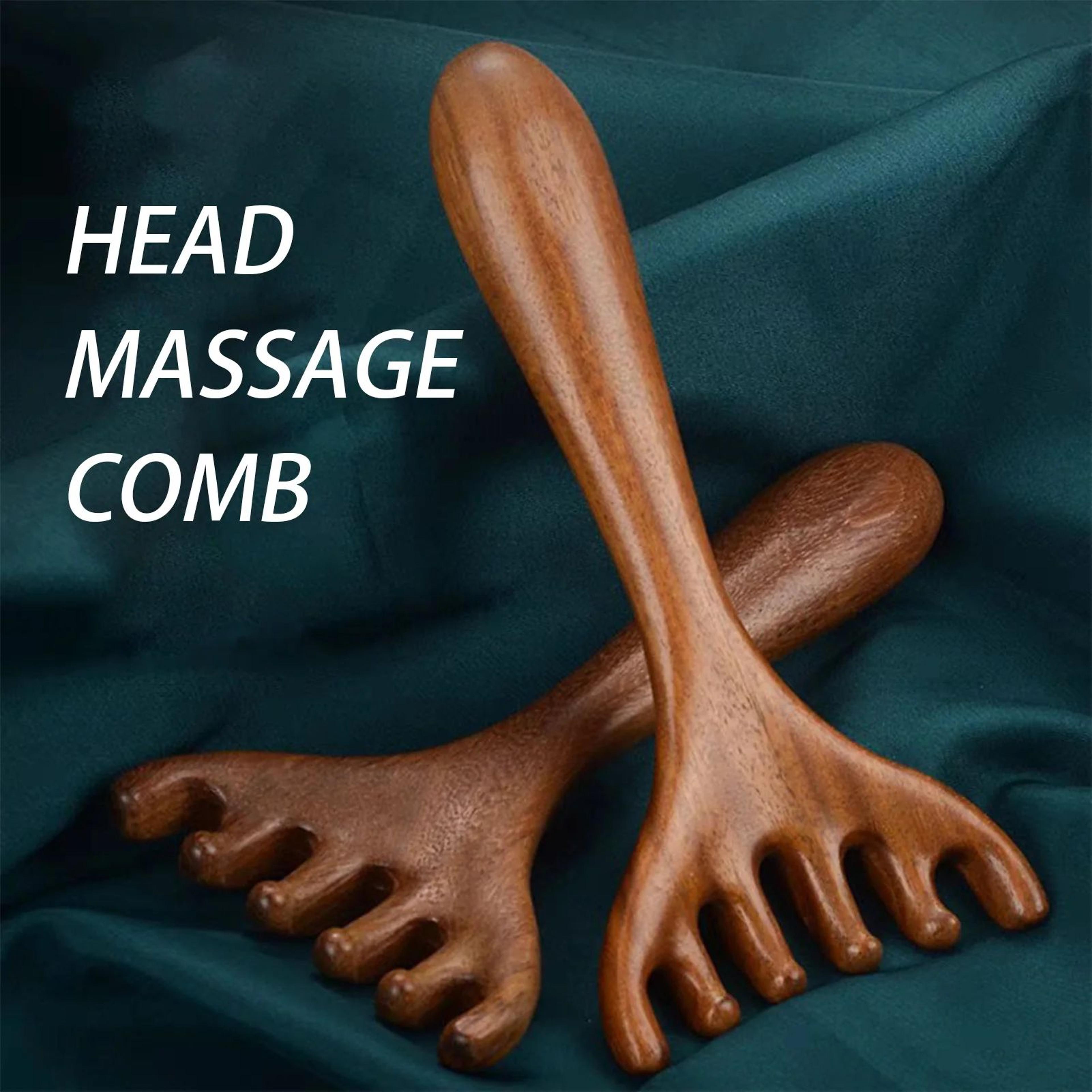 wood therapy gua sha massage comb | wide tooth scalp & facial massager for hair care, neck shoulder back relaxation
