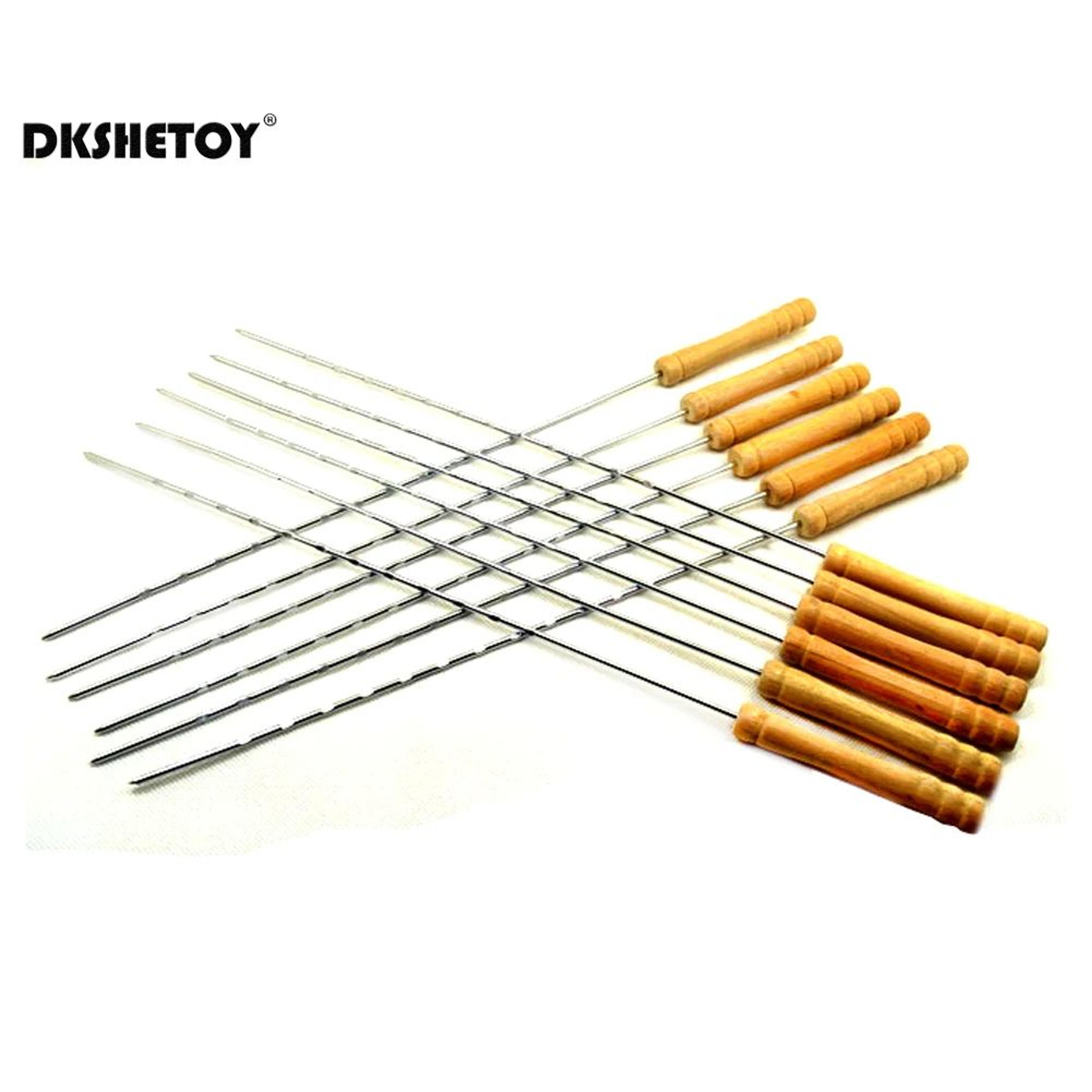 10 pcs stainless steel bbq skewers 11.81 in, reusable barbecue pins & meat needles for grill kebabs, outdoor cooking