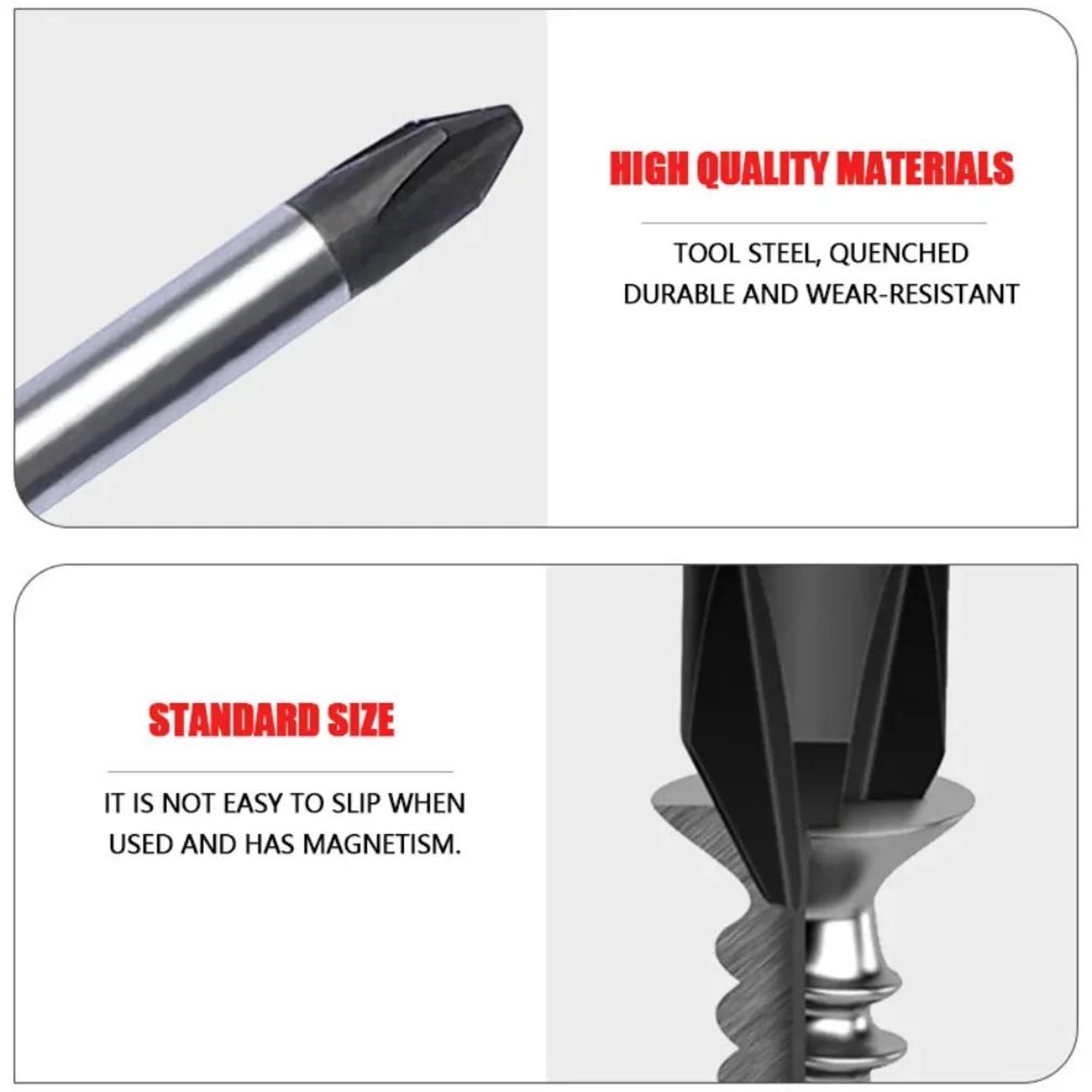 magnetic screwdriver set ph0/ph1/ph2 phillips & 3/5/6mm slotted 100–200mm length drivers for home & diy repairs