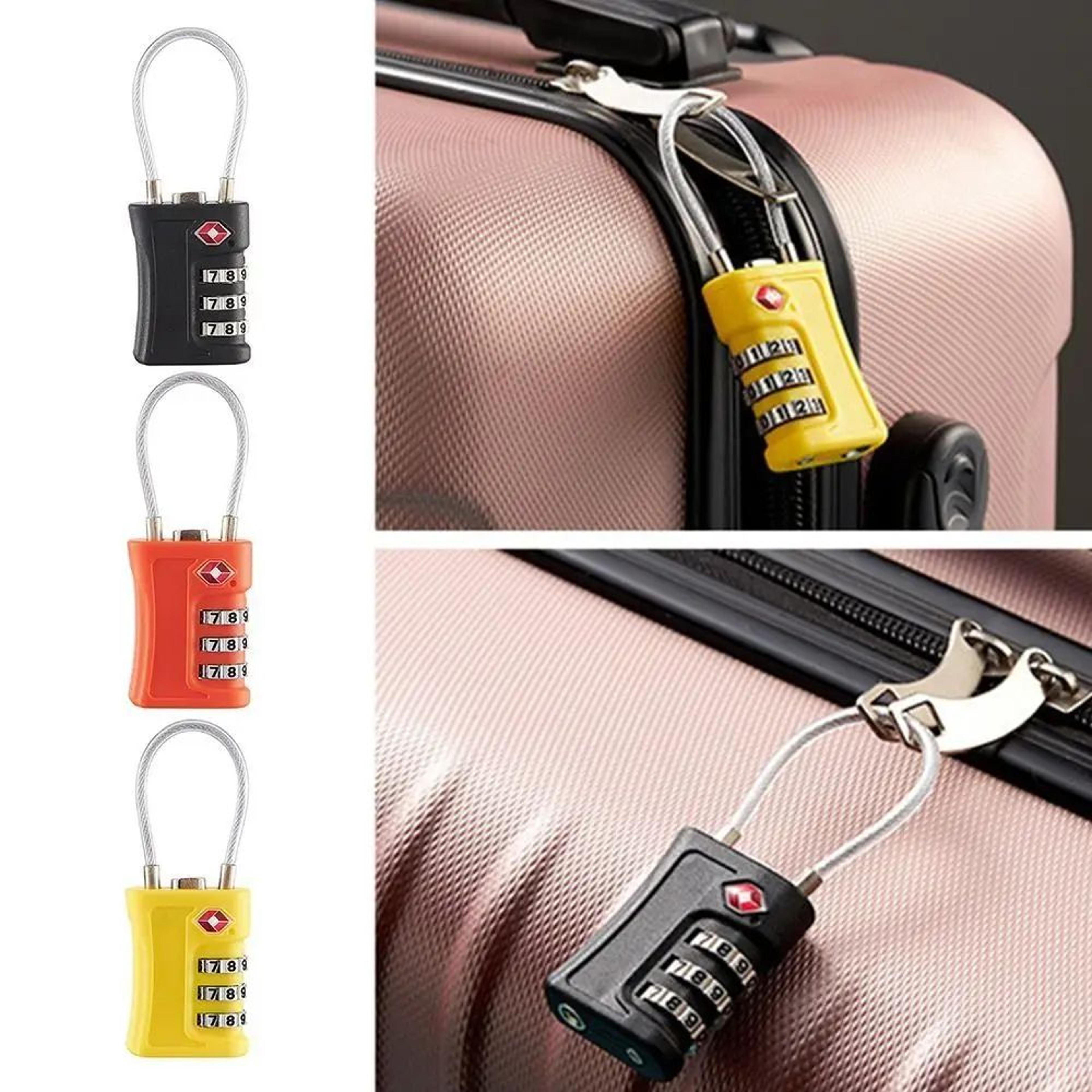 portable tsa 3-digit combination wire rope lock – anti-theft padlock for luggage, suitcase, backpack & travel