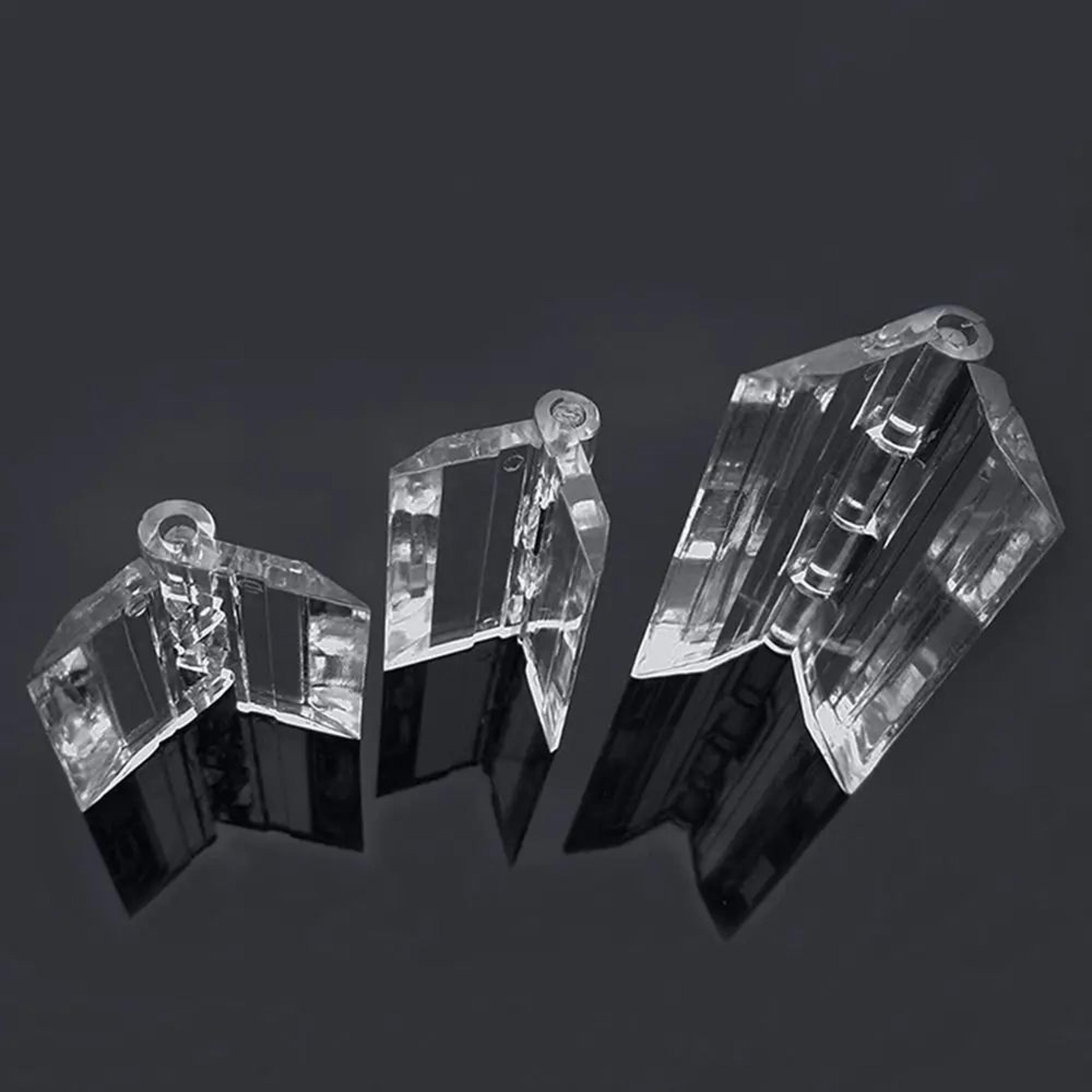 2 Pcs Clear Folding Door Hinges  Transparent AcrylicABS Cabinet Hinges For Furniture Doors Foldable 3
