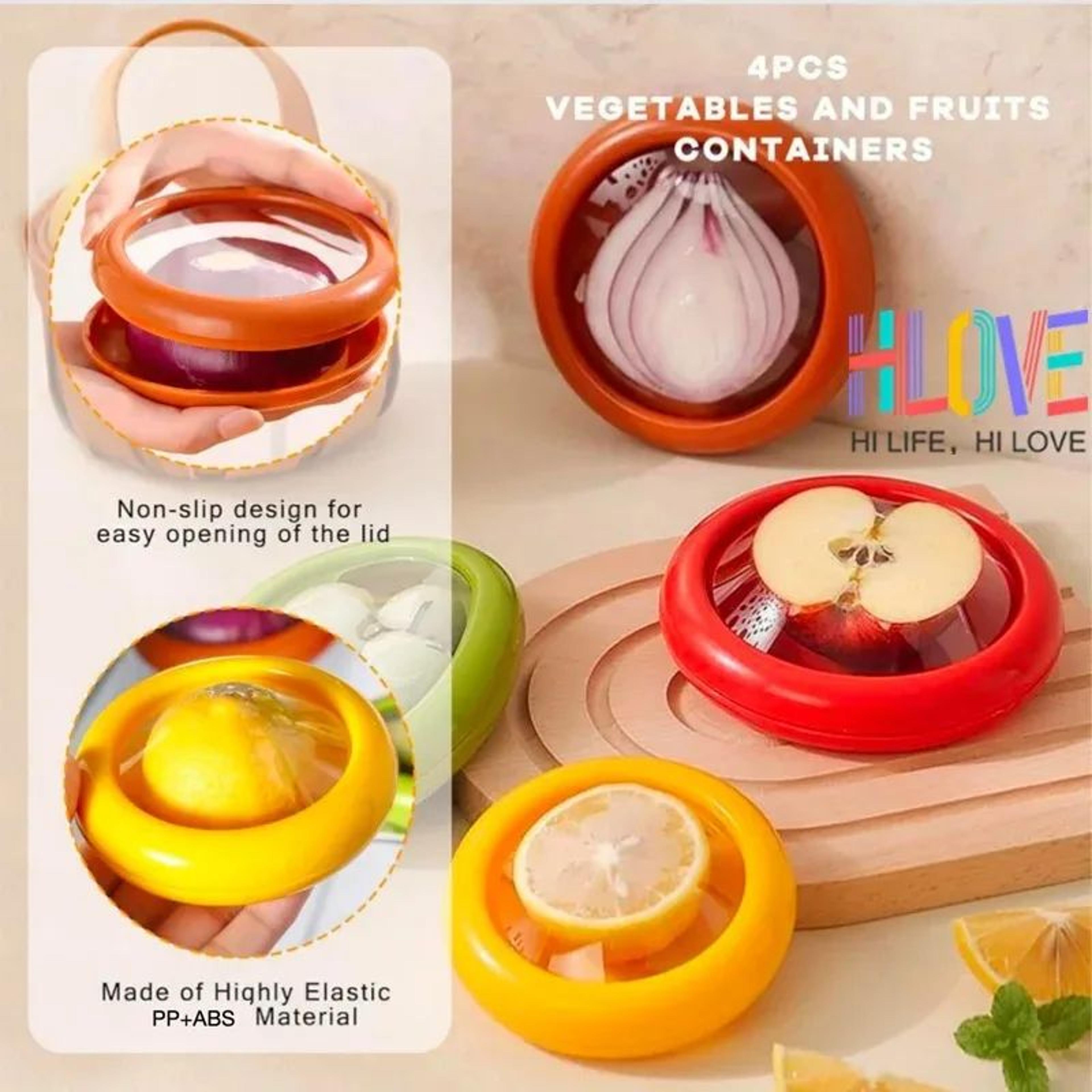 Fruit  Vegetable Saver Containers Set Clear Lid Sealed Keepers For Avocado Tomato Onion Lemon Reusa 4