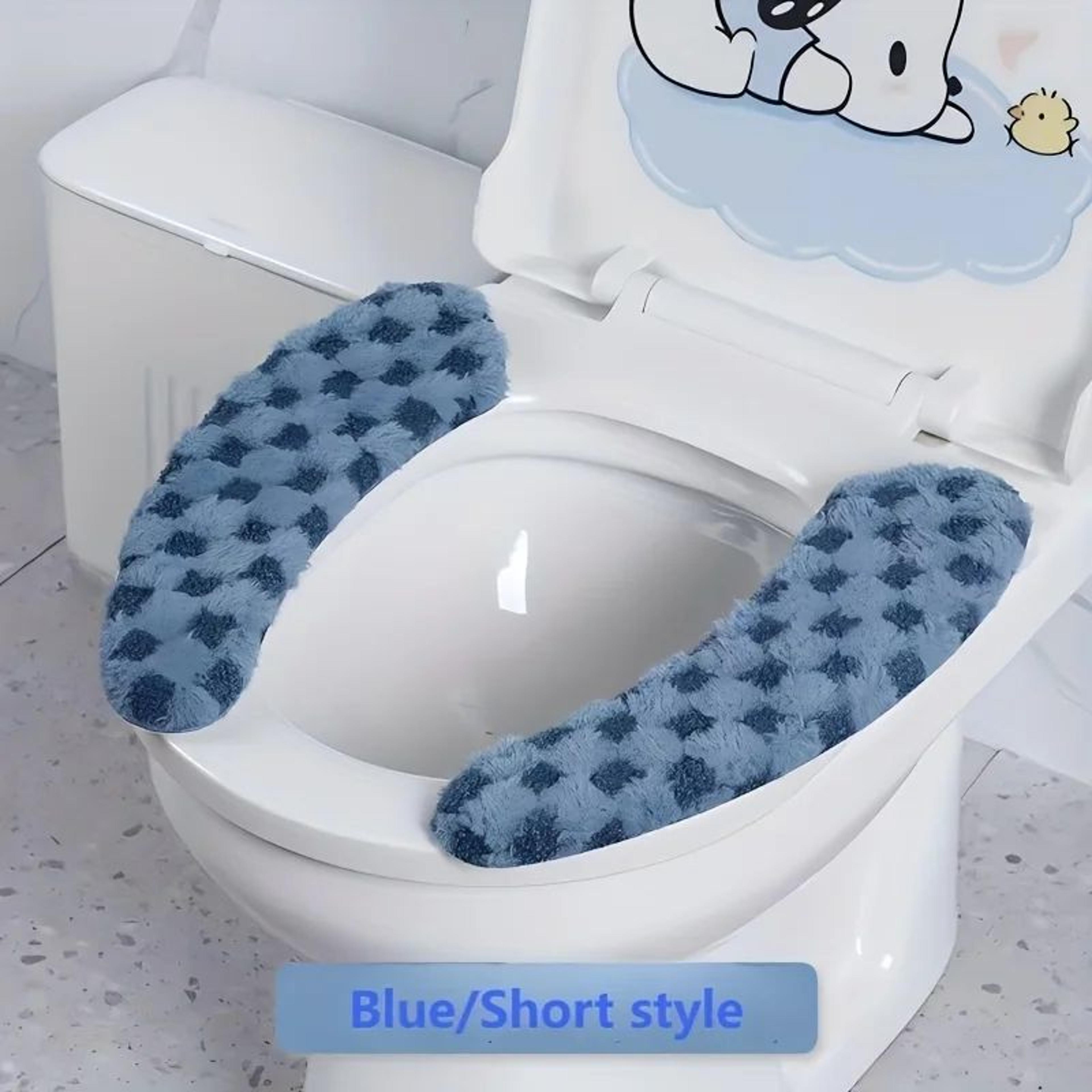 Thick Plush Toilet Seat Cushion Cover  Washable NonSlip OverRim Toilet Lid Pad For Warm Comfort All 5