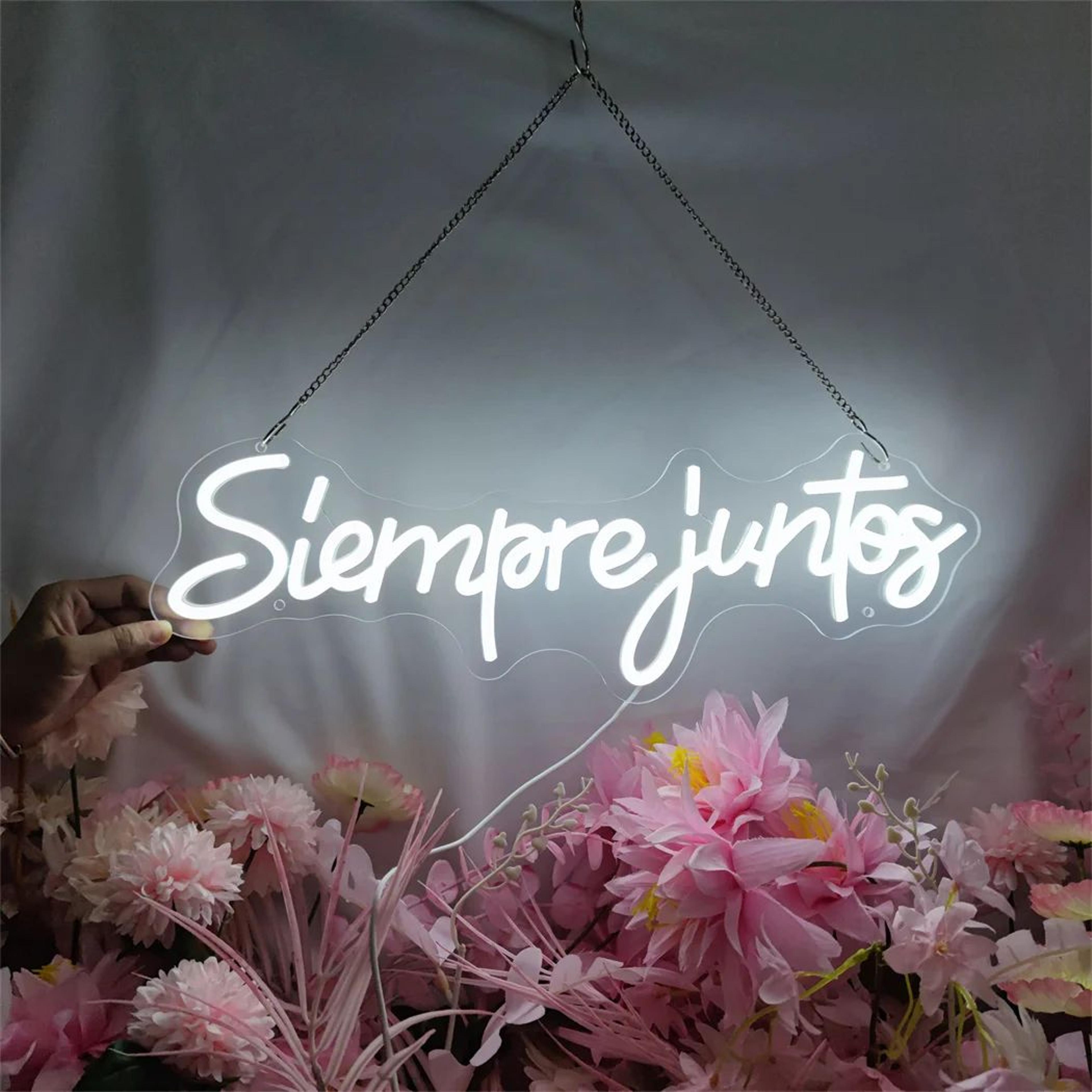 Siempre Juntos LED Neon Sign  Spanish Always Together Wedding  Engagement Wall Decor Light Romantic 4