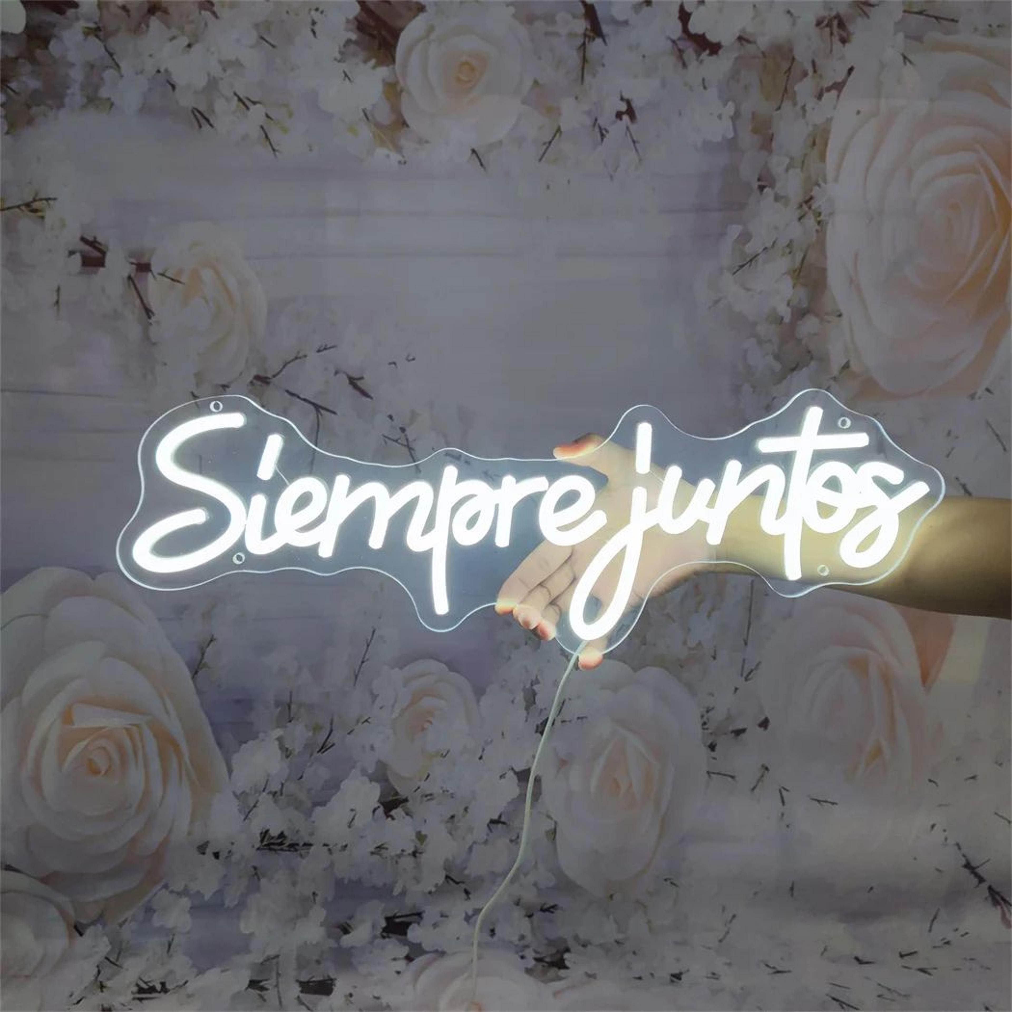Siempre Juntos LED Neon Sign  Spanish Always Together Wedding  Engagement Wall Decor Light Romantic 5
