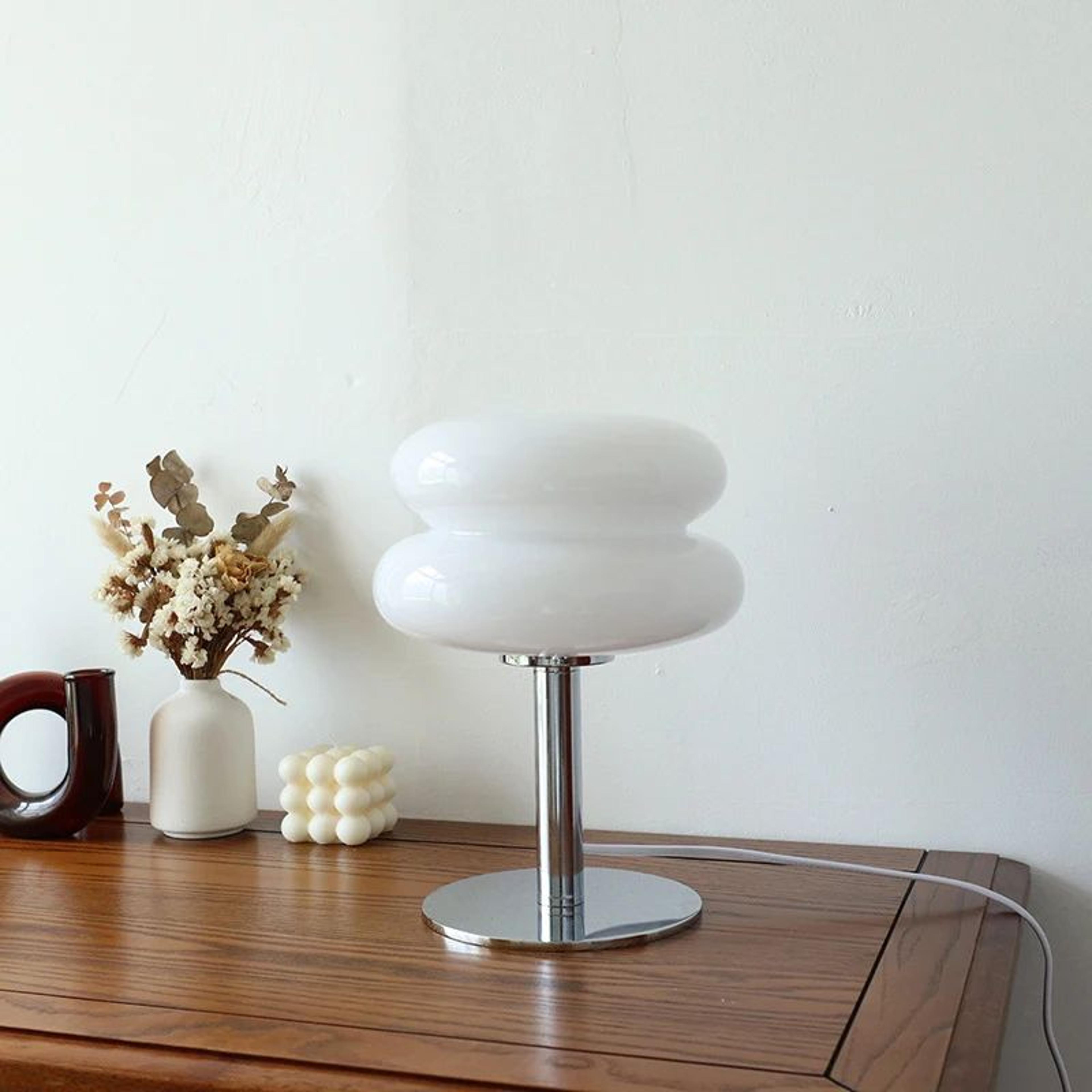 Macaron Glass Table Lamp With Trichromatic Dimming Eye Protection Bedside Night Light For Bedroom D 11