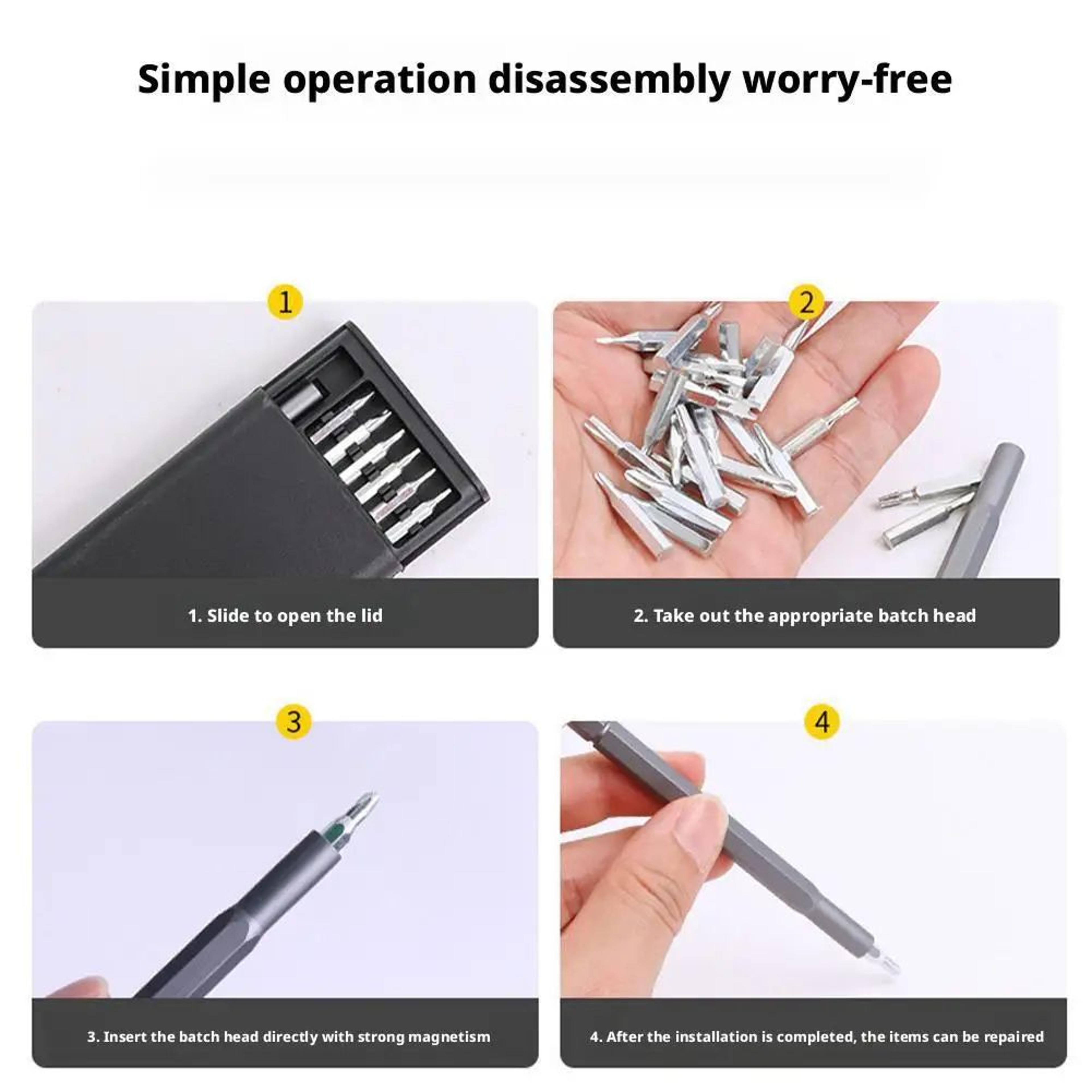 24in1 Precision Screwdriver Set  Magnetic Repair Tool Kit For Phone Glasses  Electronics HexFlat Bi 4