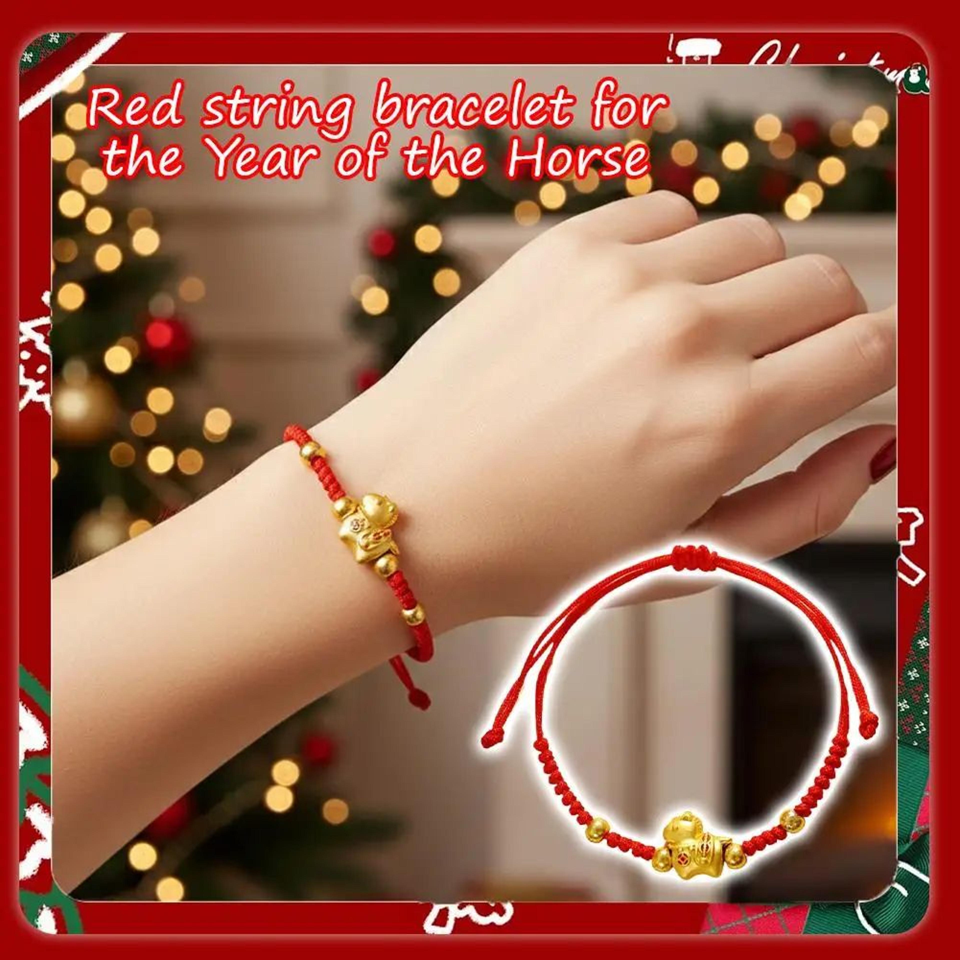 2026 year of the horse red lucky rope bracelet for women - chinese style beaded charm, new year blessing gift