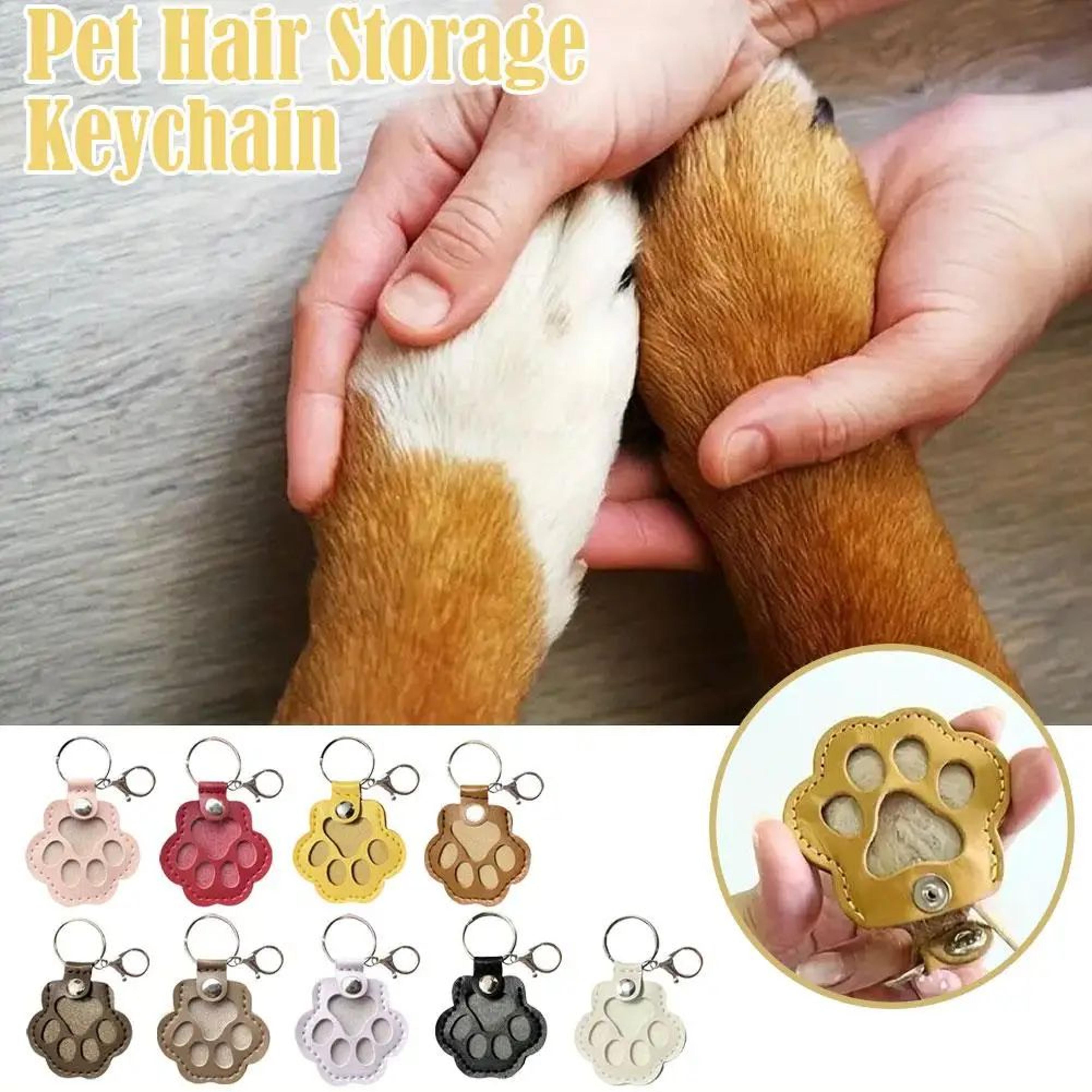 cute pet hair storage keychain - leather cat claw souvenir pendant for dog, cat & bunny fur keepsake memory gift