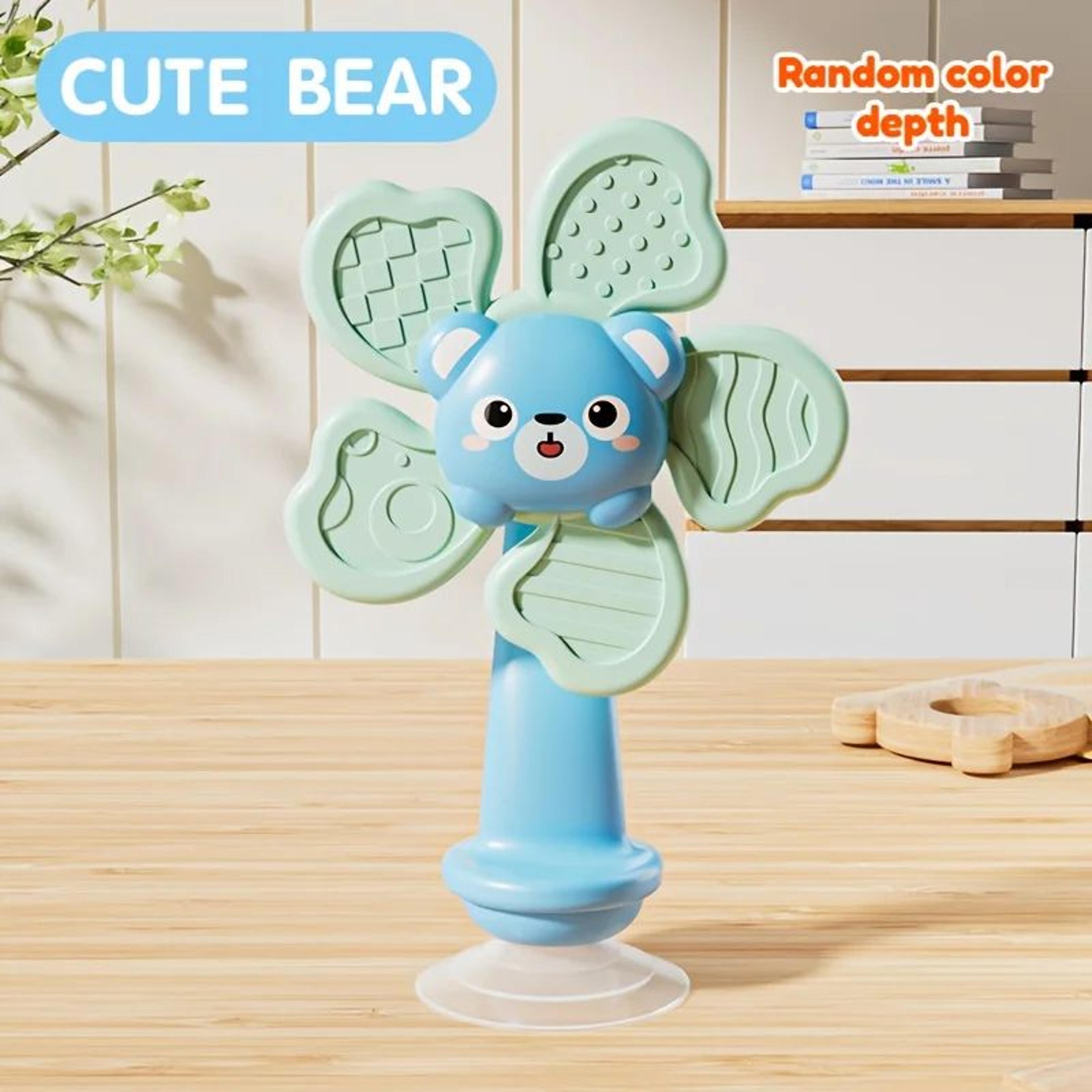 Baby Suction Cup Windmill Spinner Toy 6M  Manual Rotating Bear Sensory Toy Bath  High Chair Motor S 6