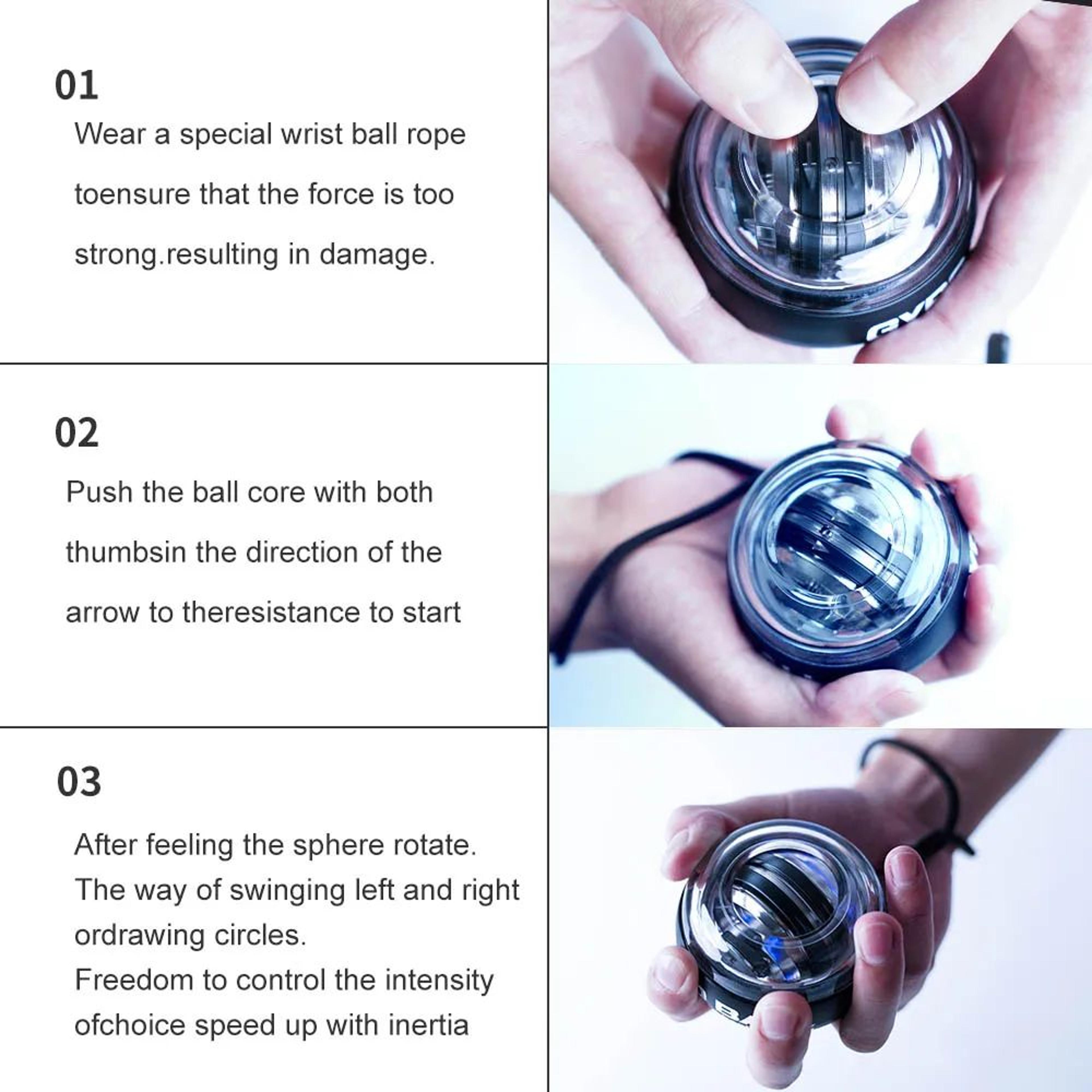 LED Gyro Power Wrist Ball Trainer  Auto Start Forearm  Hand Strengthener Gyroscopic Fitness Tool Wi 7