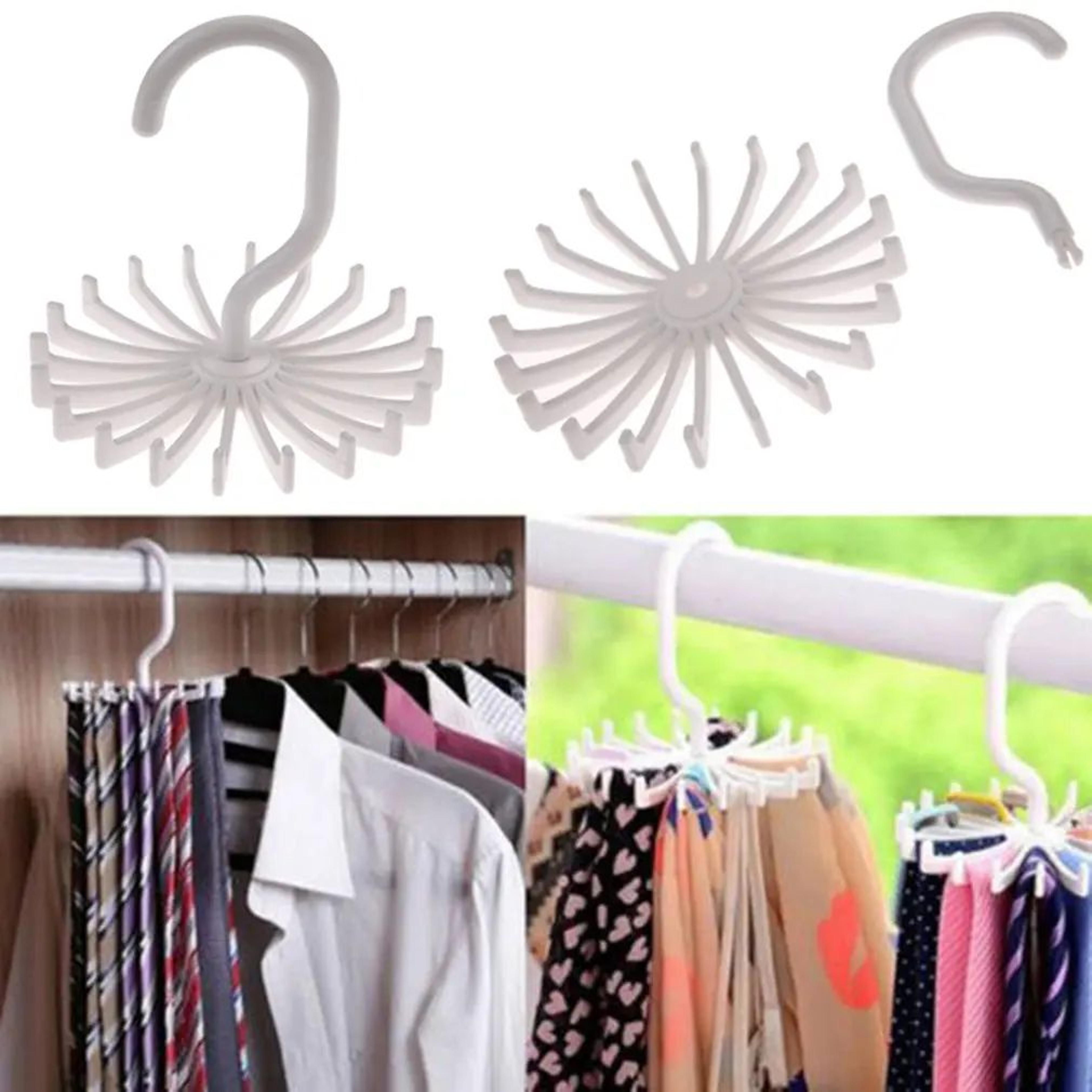 360 Rotating Tie  Scarf Hanger Rack  20Hook Organizer For Belts Scarves Ties Closet Storage 3