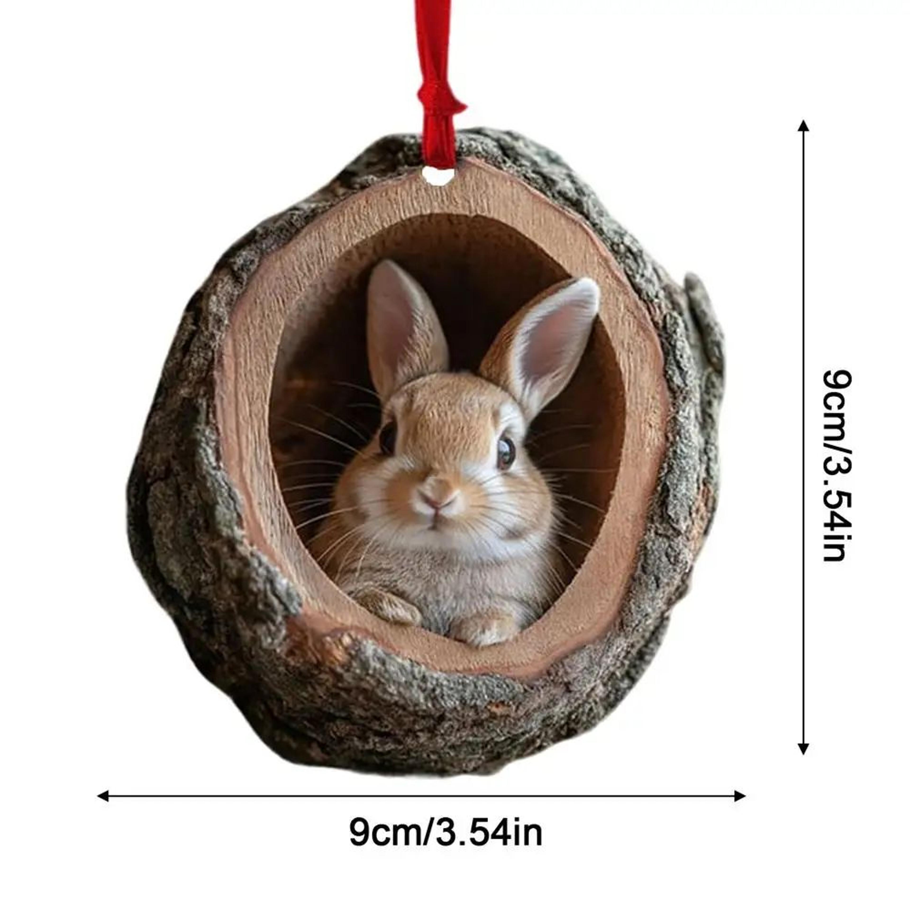 Animal Christmas Acrylic Ornaments 2D  Raccoon Owl Bunny Squirrel Bird Tree Hole Pendant Cute Xmas  6
