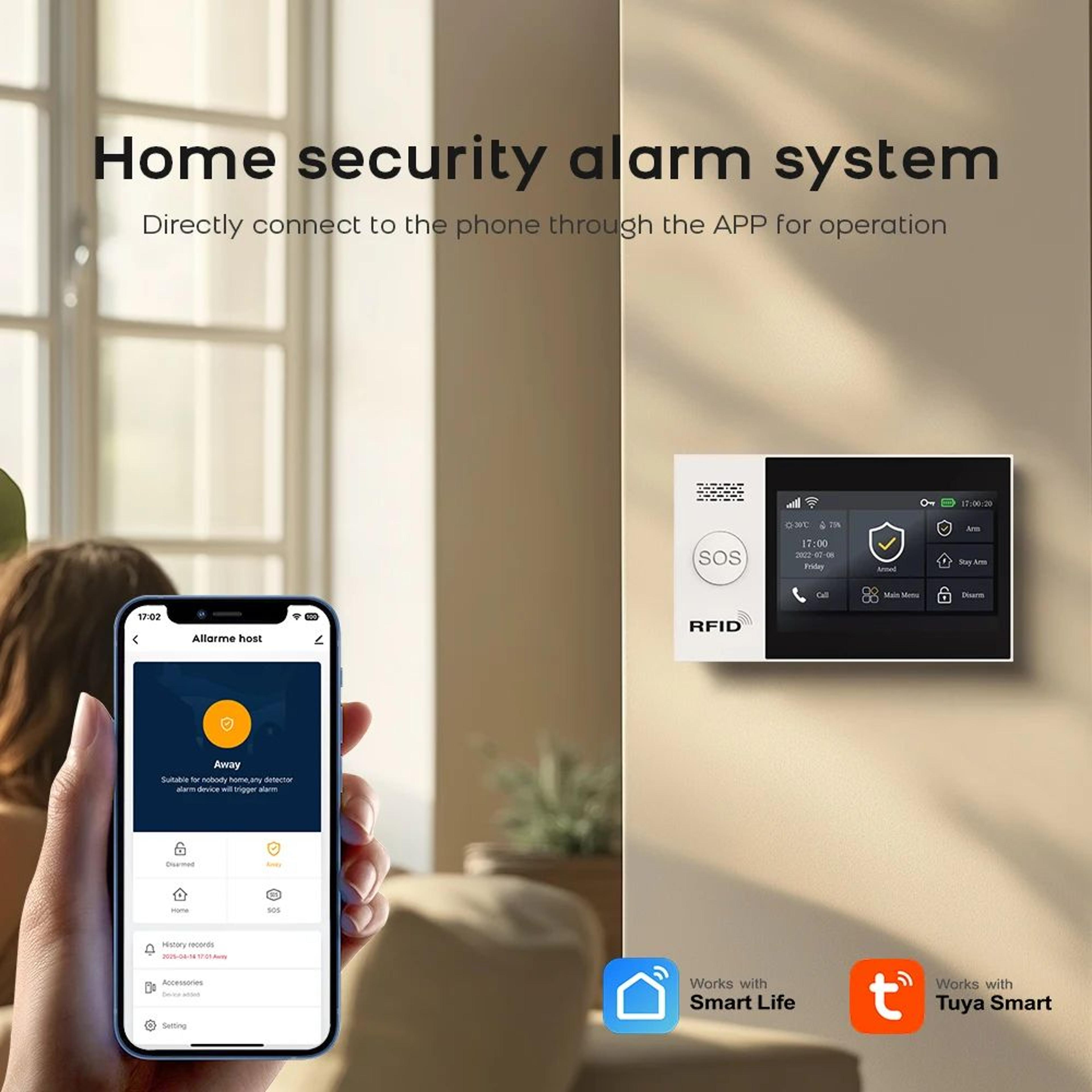 PGST PG107 4G WiFi Home Security Alarm System  43 In Touch Screen Wireless Burglar Alarm Works With 1