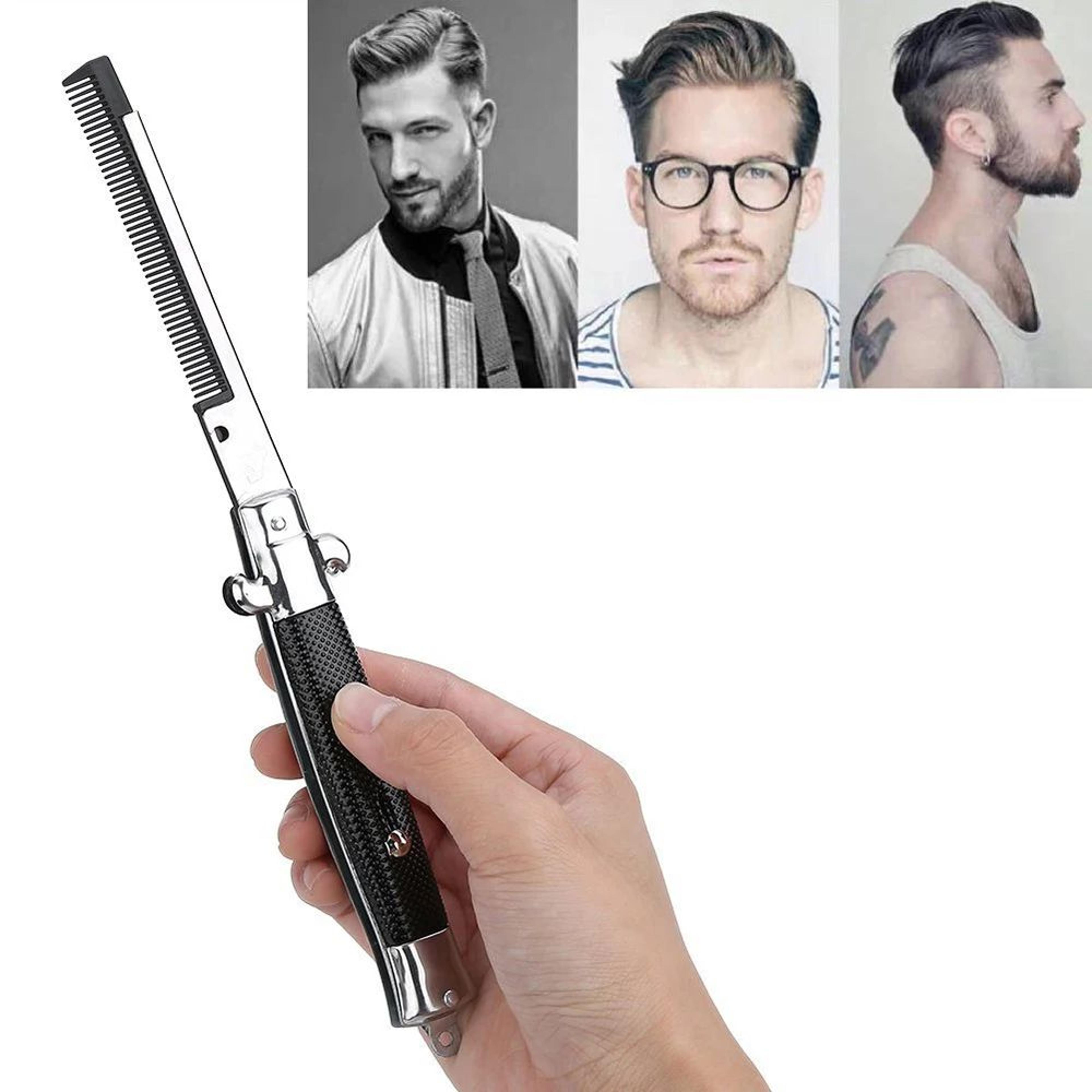 Folding Pocket Comb With Spring Clip  Beard Moustache Hair Comb For Men Women Barbershop Grooming   5