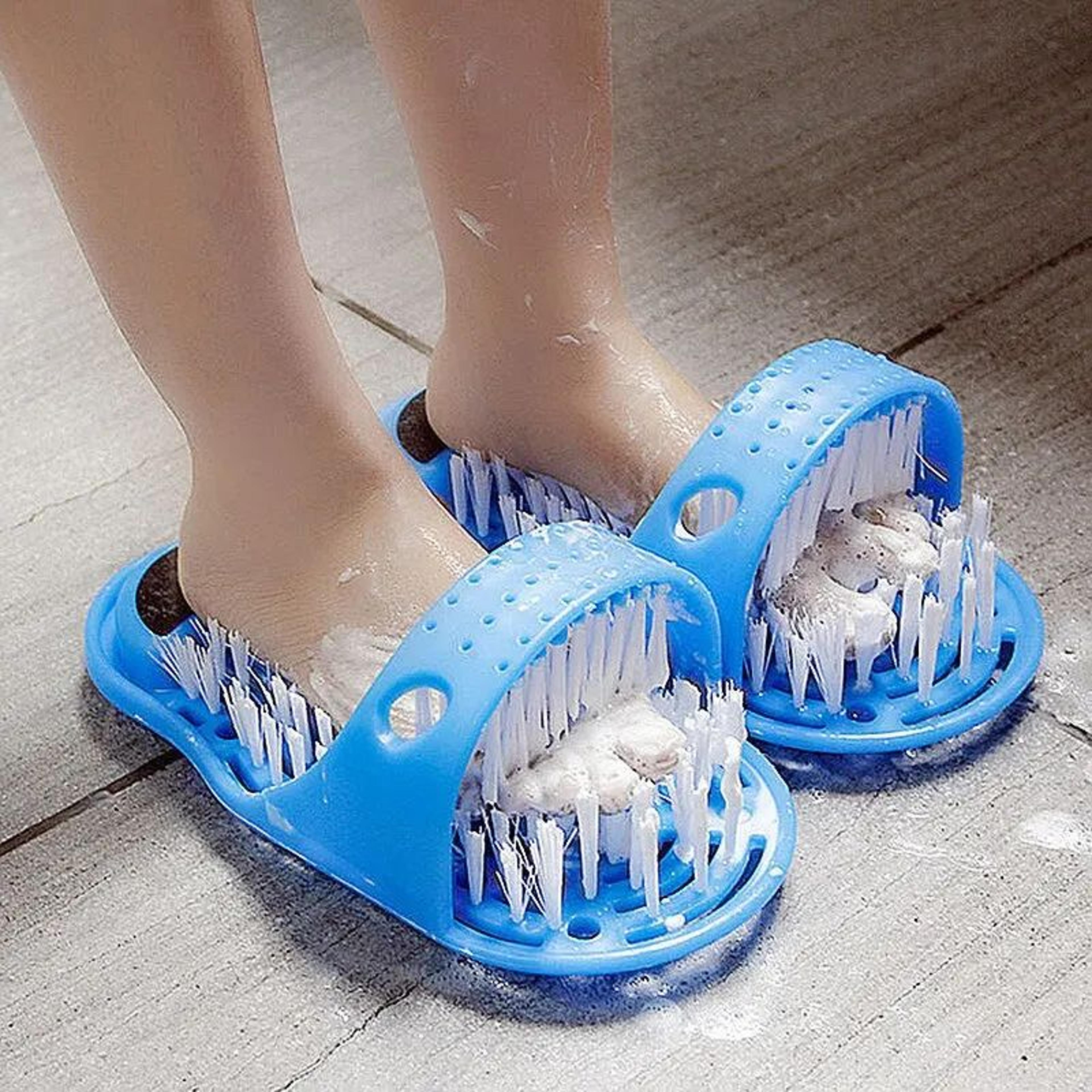 foot scrub massage slippers with pumice stone | suction cup foot washing brush for dead skin removal & foot care