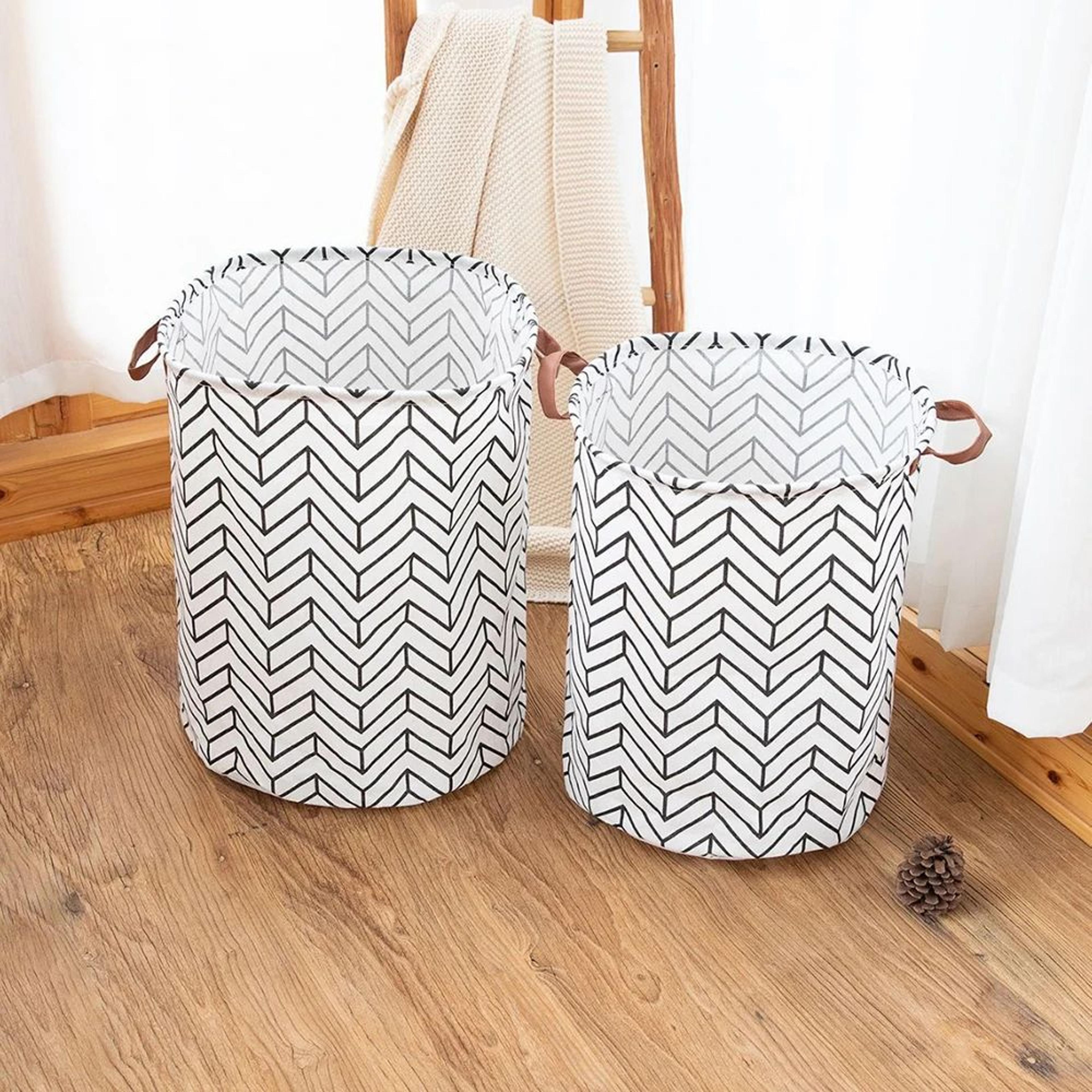 large foldable cotton linen laundry basket – waterproof plaid dirty clothes hamper toy storage bin with ventilated grid