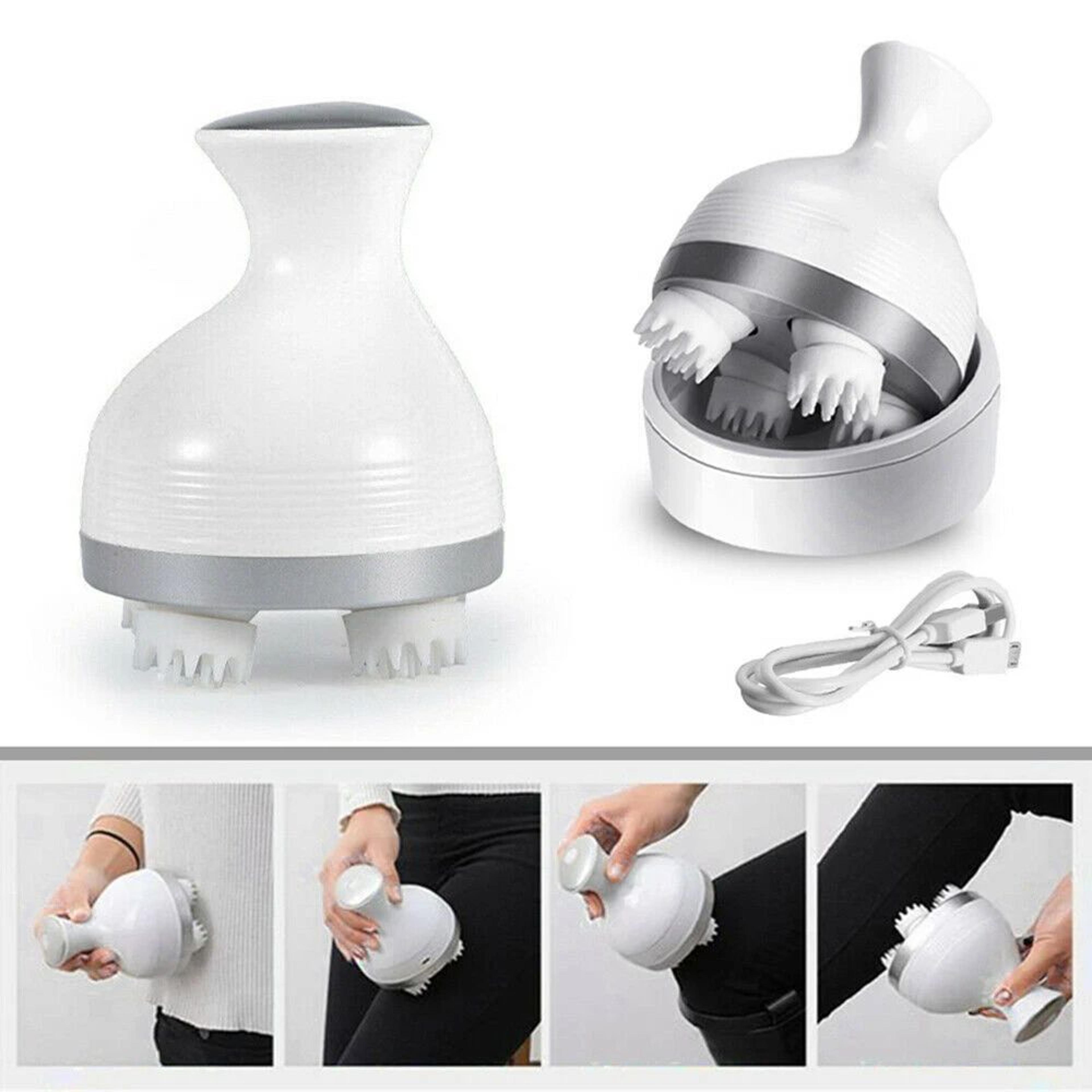 cordless electric scalp massager with 4 kneading nodes rechargeable head scratcher for stress relief hair growth