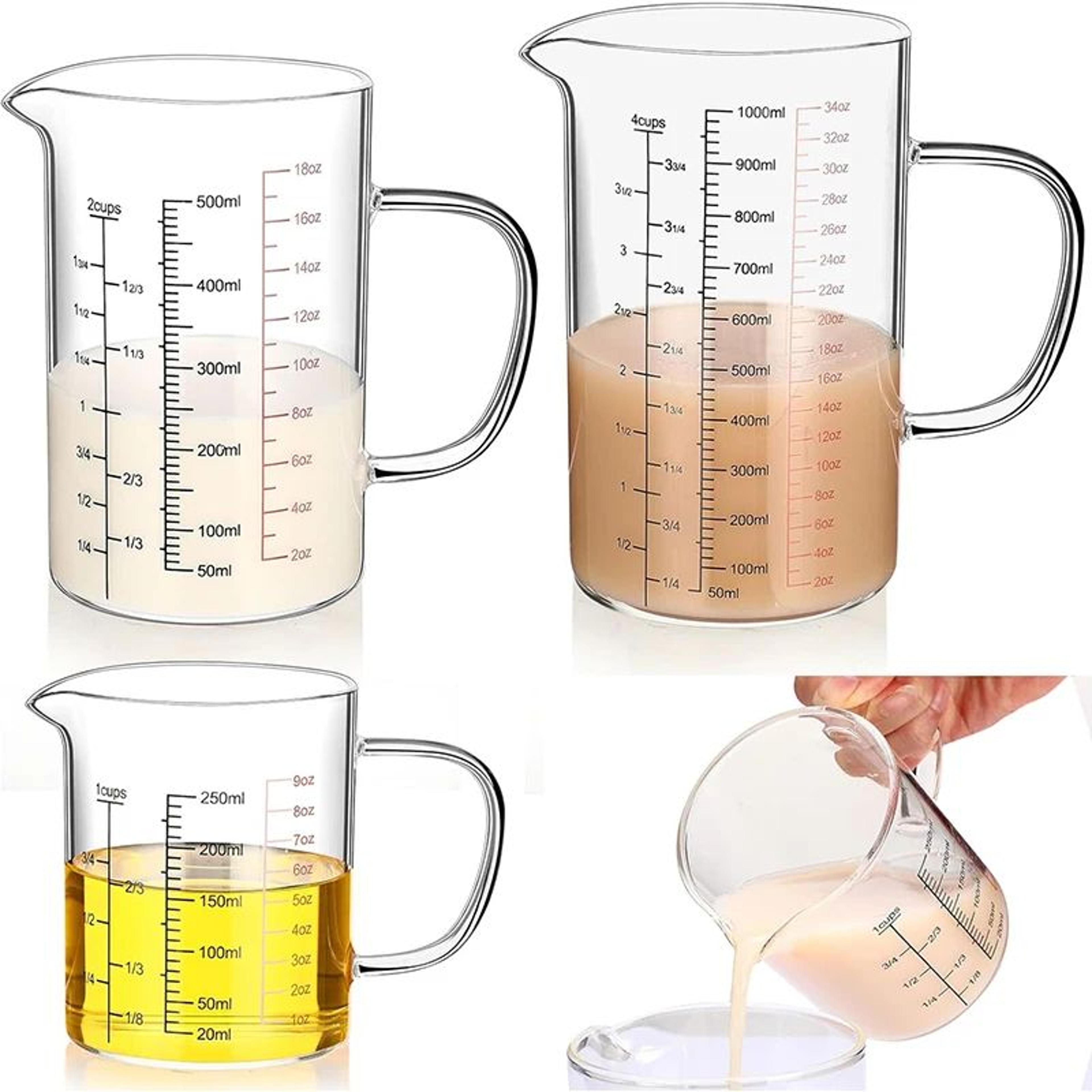 high borosilicate glass measuring cup clear scale beaker with handle v spout heat resistant kitchen measuring jug