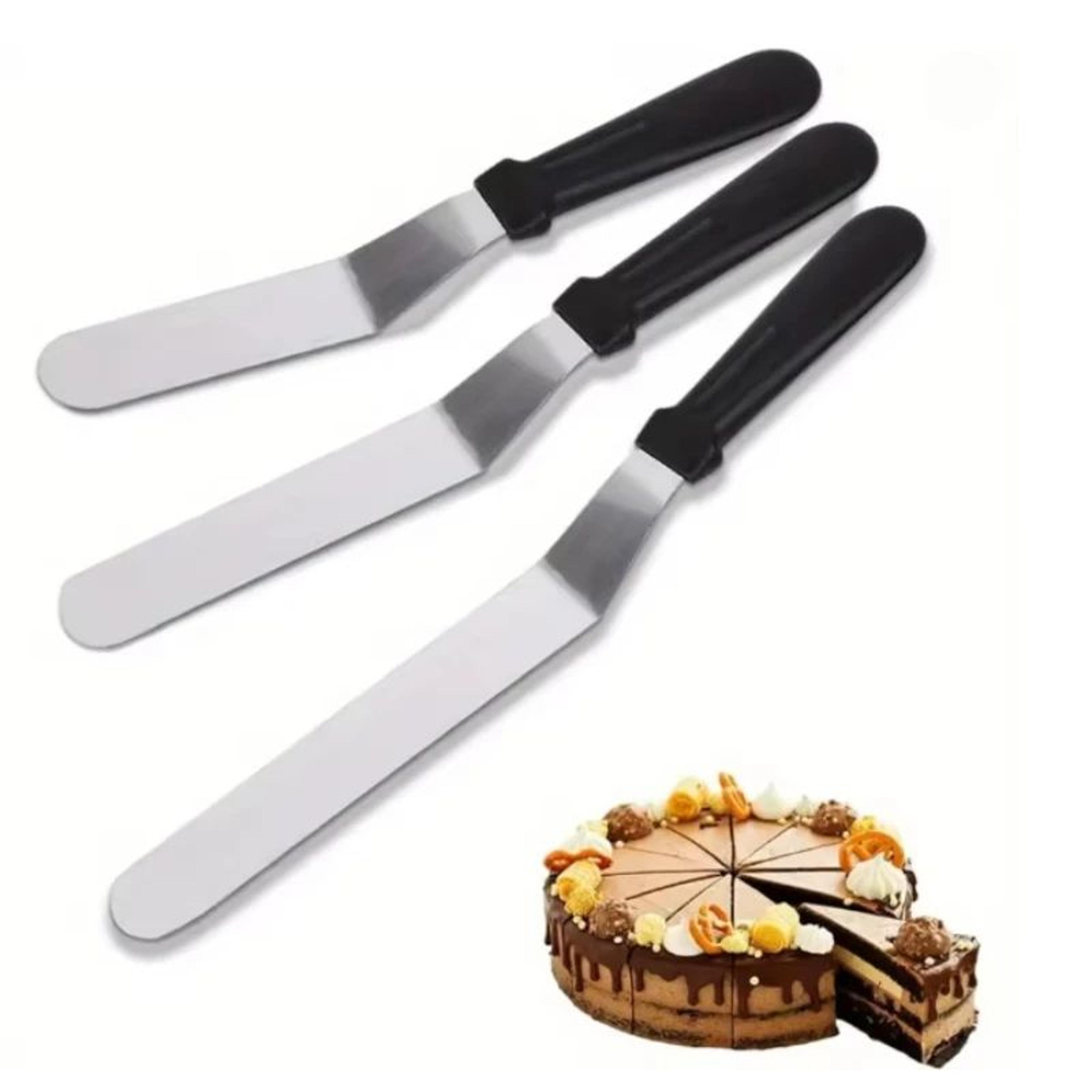 professional angled icing spatula set with offset stainless steel blades, cake decorating palette knife