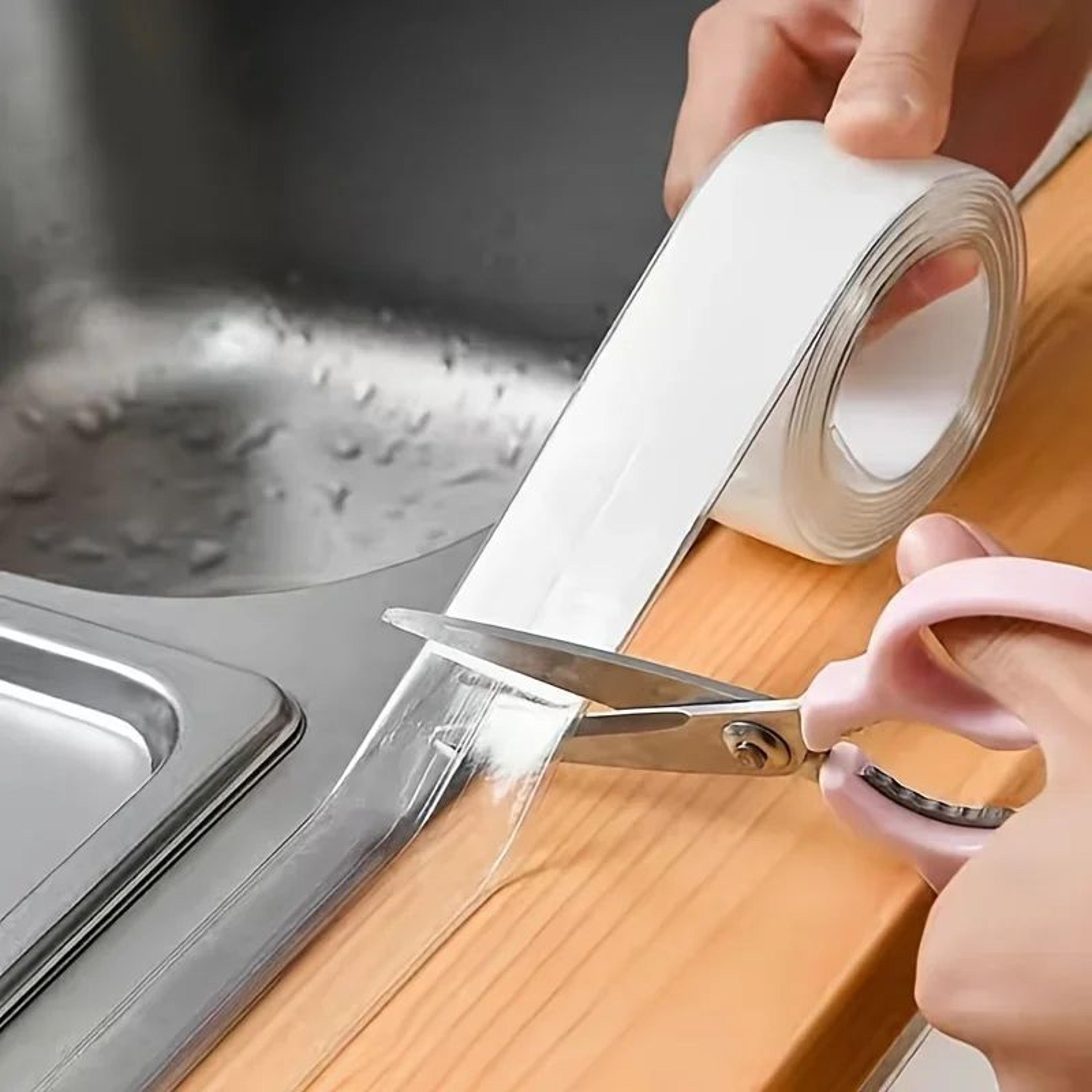 transparent waterproof adhesive sealing tape strip for kitchen bathroom sink joints, caulk repair seal