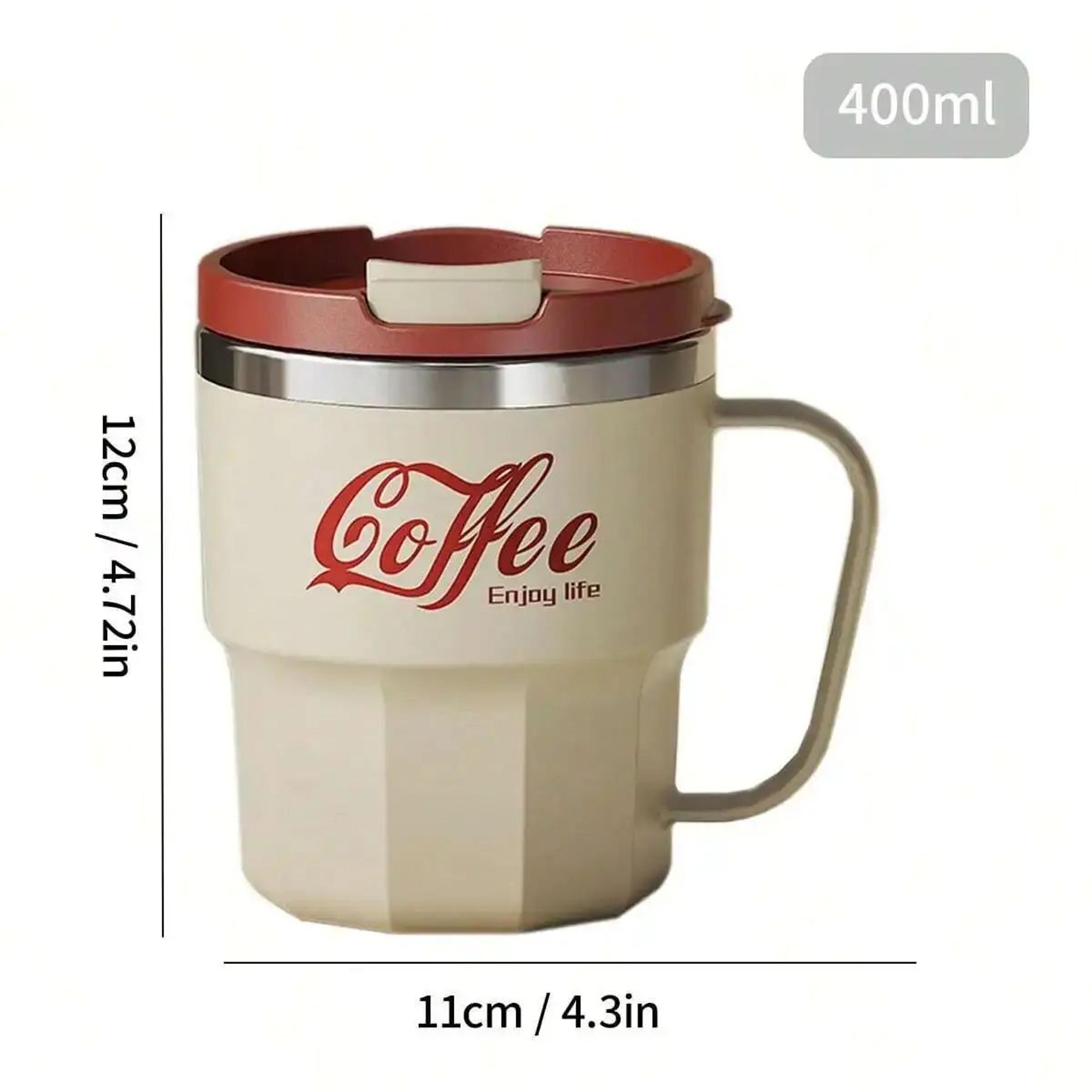 WORTHBUY 304 Stainless Steel Insulated Coffee Mug With Lid  Handle  Double Wall Reusable Travel Cup 8