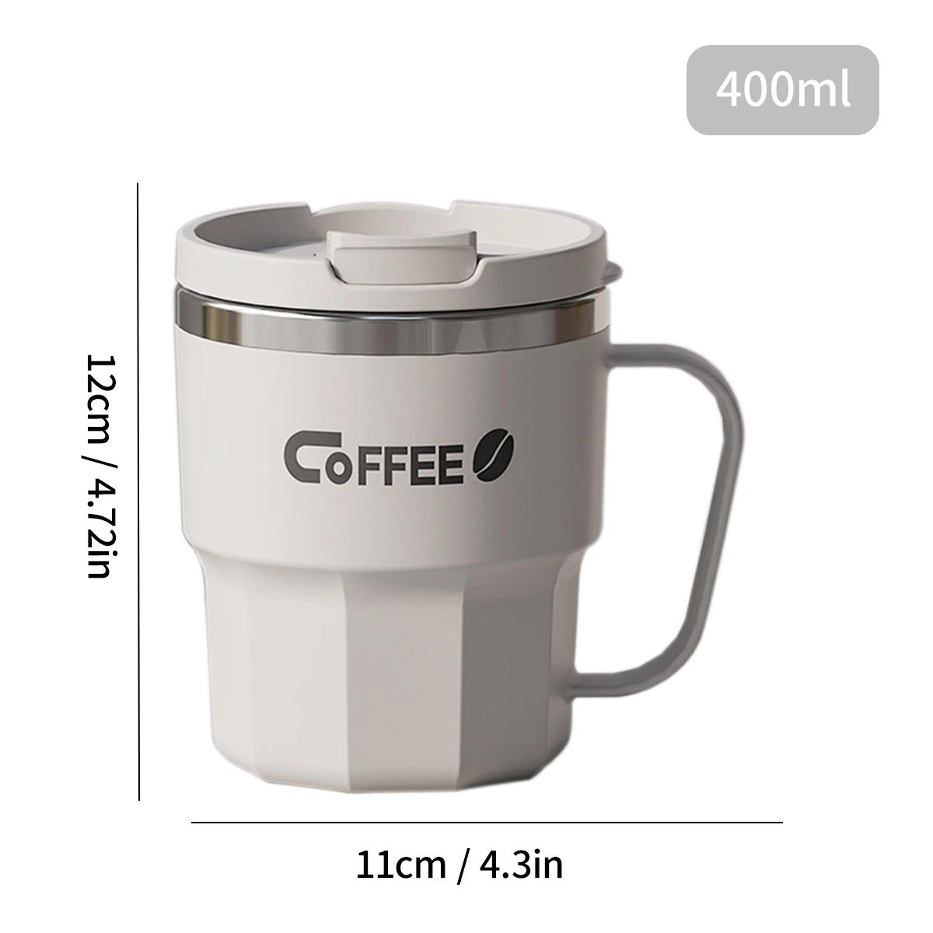 WORTHBUY 304 Stainless Steel Insulated Coffee Mug With Lid  Handle  Double Wall Reusable Travel Cup 10
