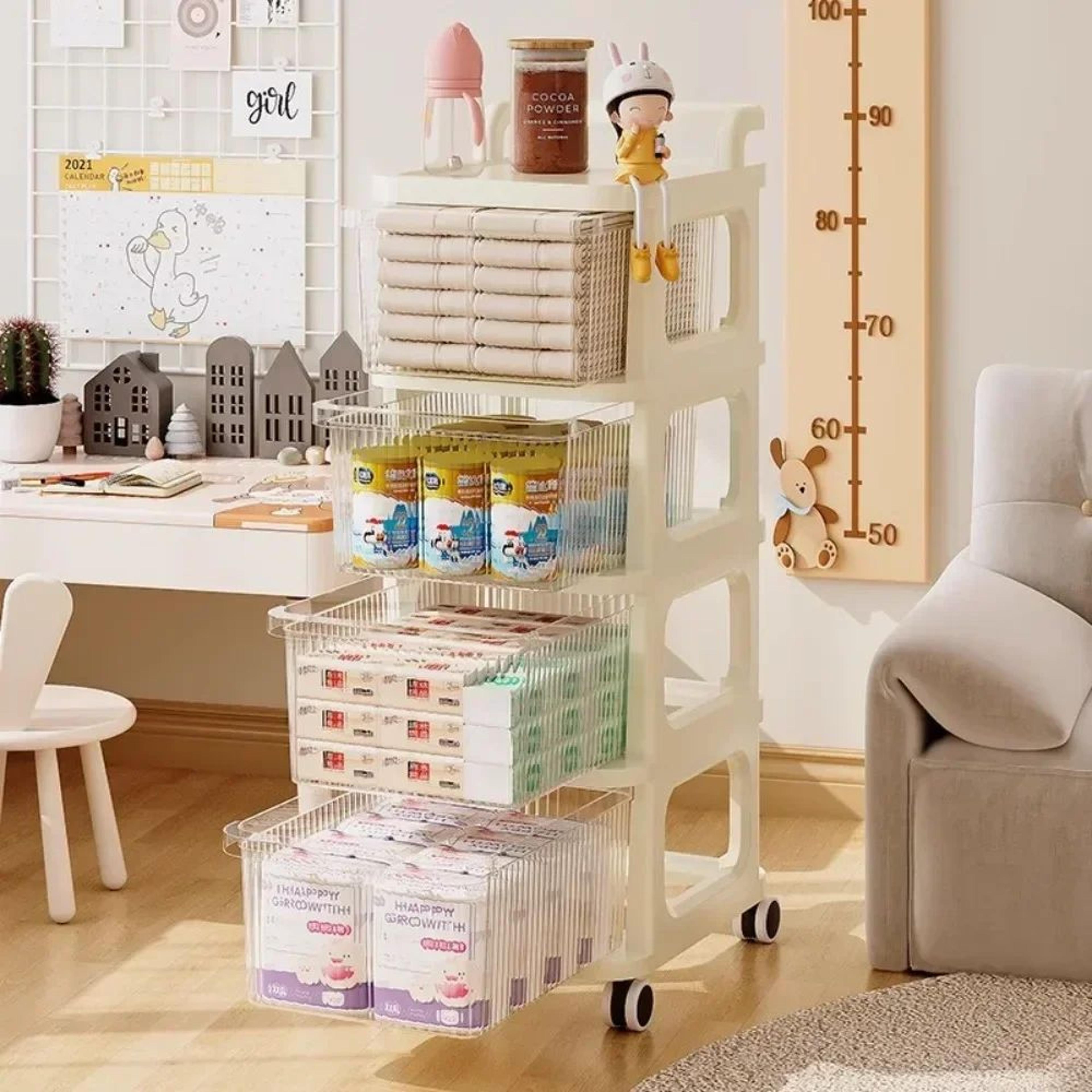 ClearGlide MultiTier Transparent Rolling Storage Cart  Acrylic Style Drawer Snack  Toy Organizer 1